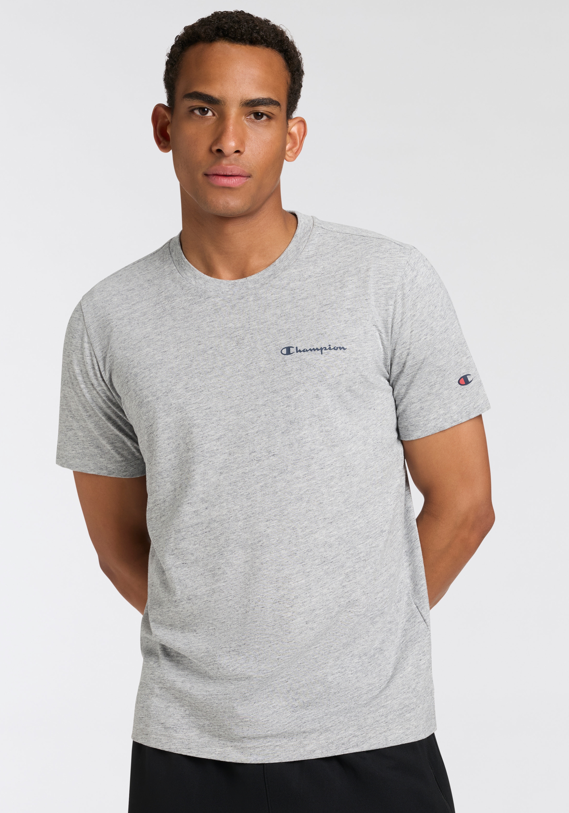 Champion T-Shirt mit Rundhalsausschnitt, Kurzarm, aus Baumwolle, gerader Abschluss