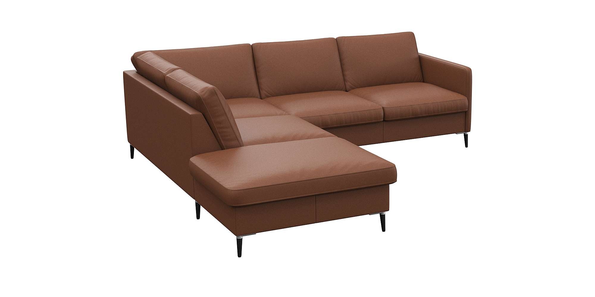 FLEXLUX Ecksofa »Fiore, L-Form«, schmale Armlehnen, Füße Alu/schwarz, B/T 234/225cm, Kaltschaum im Sitz