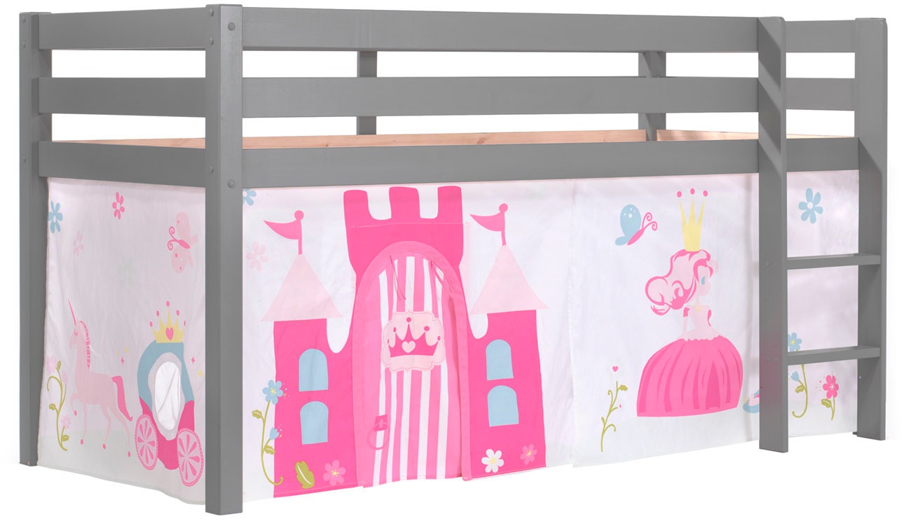 Vipack Hochbett »Pino«, (Made in Europe), Massivholz, inklusive Textil-Set, wahlweise mit Rutsche und Betttunnel