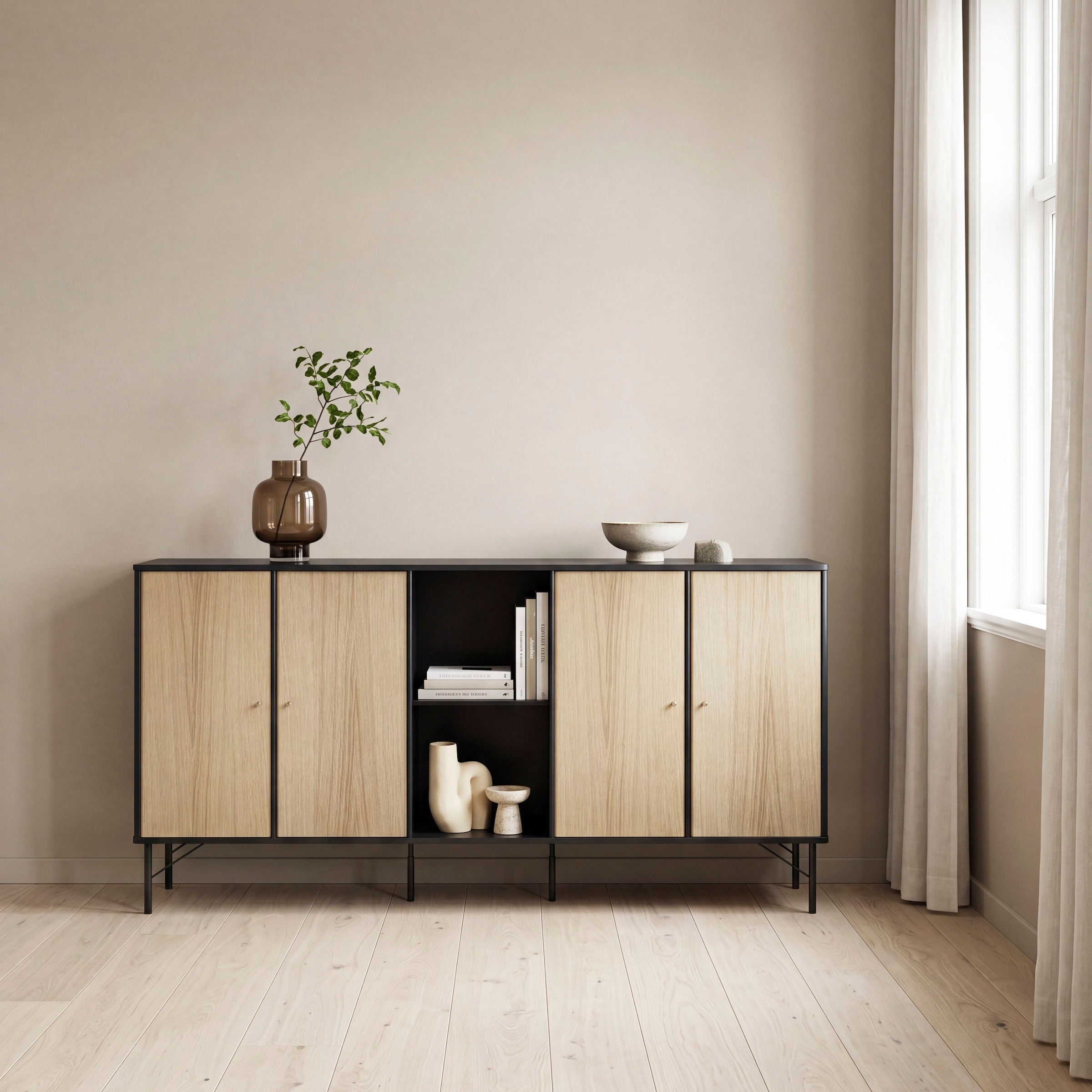 Hammel Furniture Sideboard »Mistral Kubus« mit vier Türen und  Metall Füße, Breite: 169,8 cm