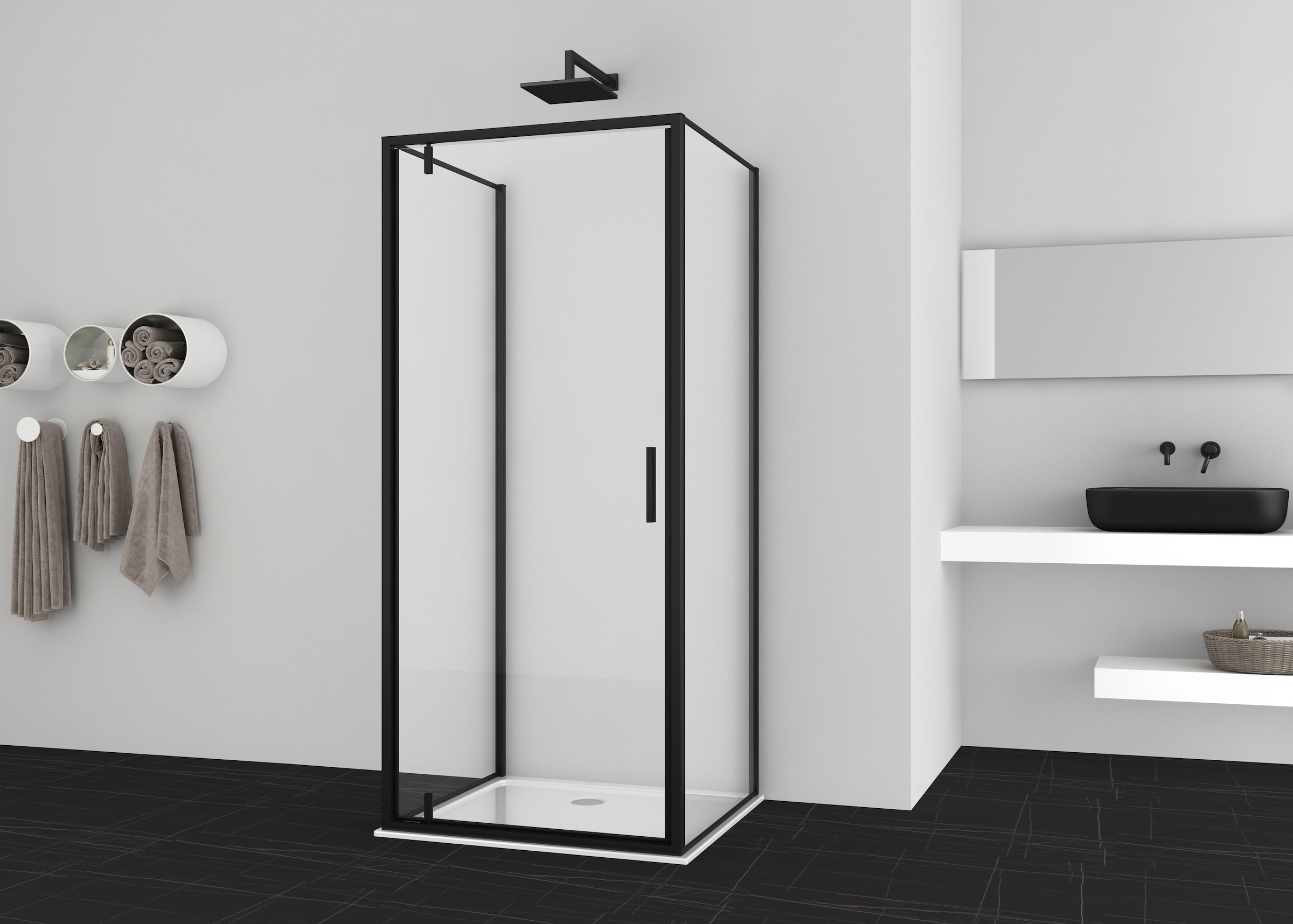 Sanotechnik Dusch-Schwingtür »Sanotechnik SlimLine Schwenktür schwarz« Easy Clean Beschichtung