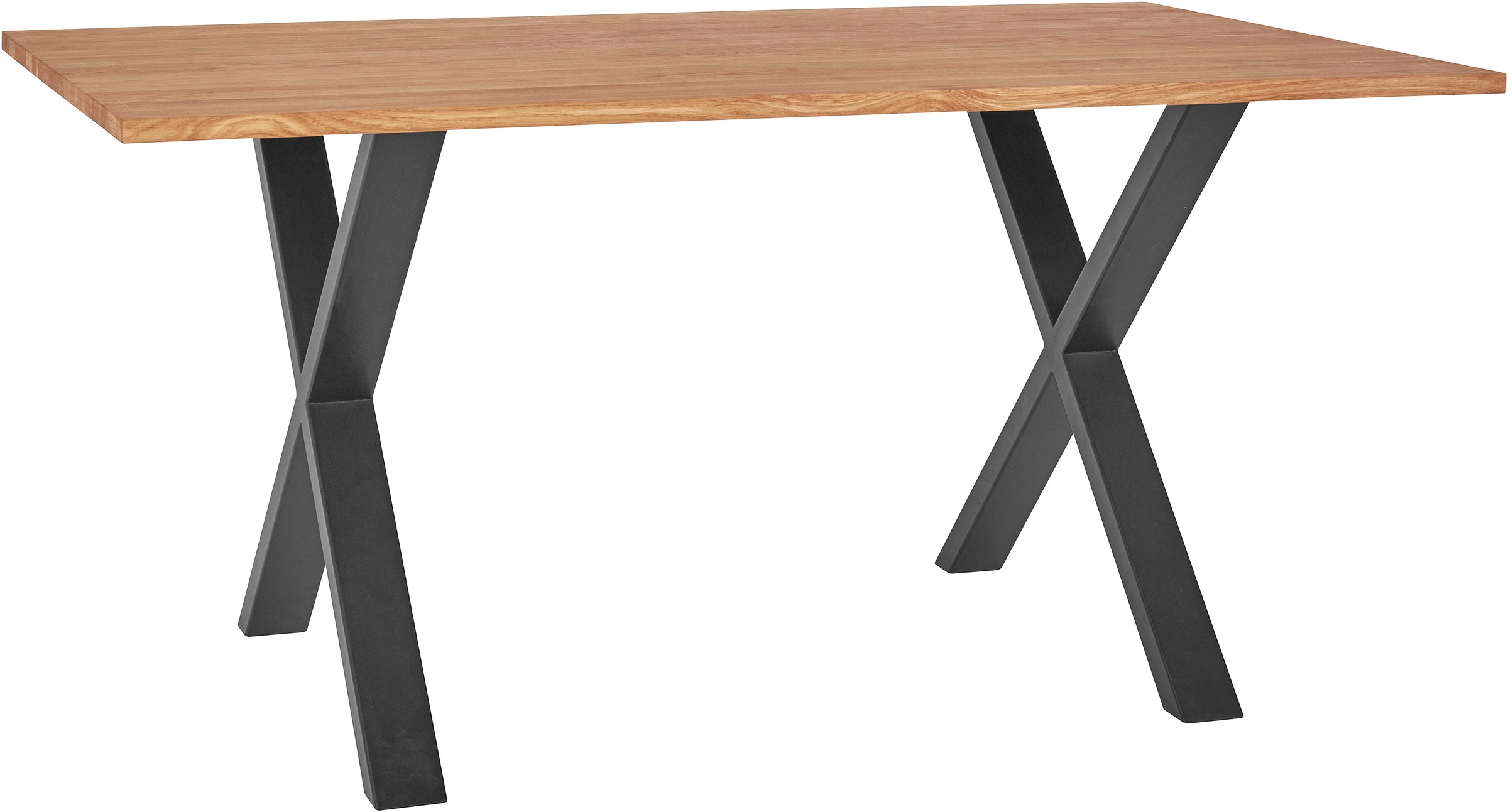 andas Esstisch, Tischplatte aus massiver Eiche, FSC®- Massivholz, Gestell aus Metall