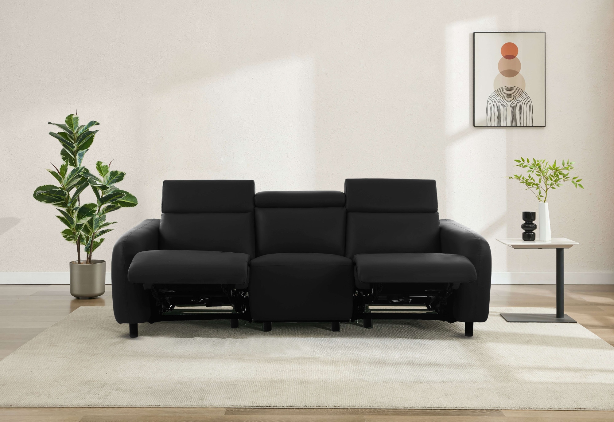 Home affaire 3-Sitzer »SKAANE Kunstleder, 229 cm, manuelle-u. elektrische Relaxfunktion«, Relax-Funktion in 2 Sitzen, Kopfteilverstellung, Federkernpolsterung