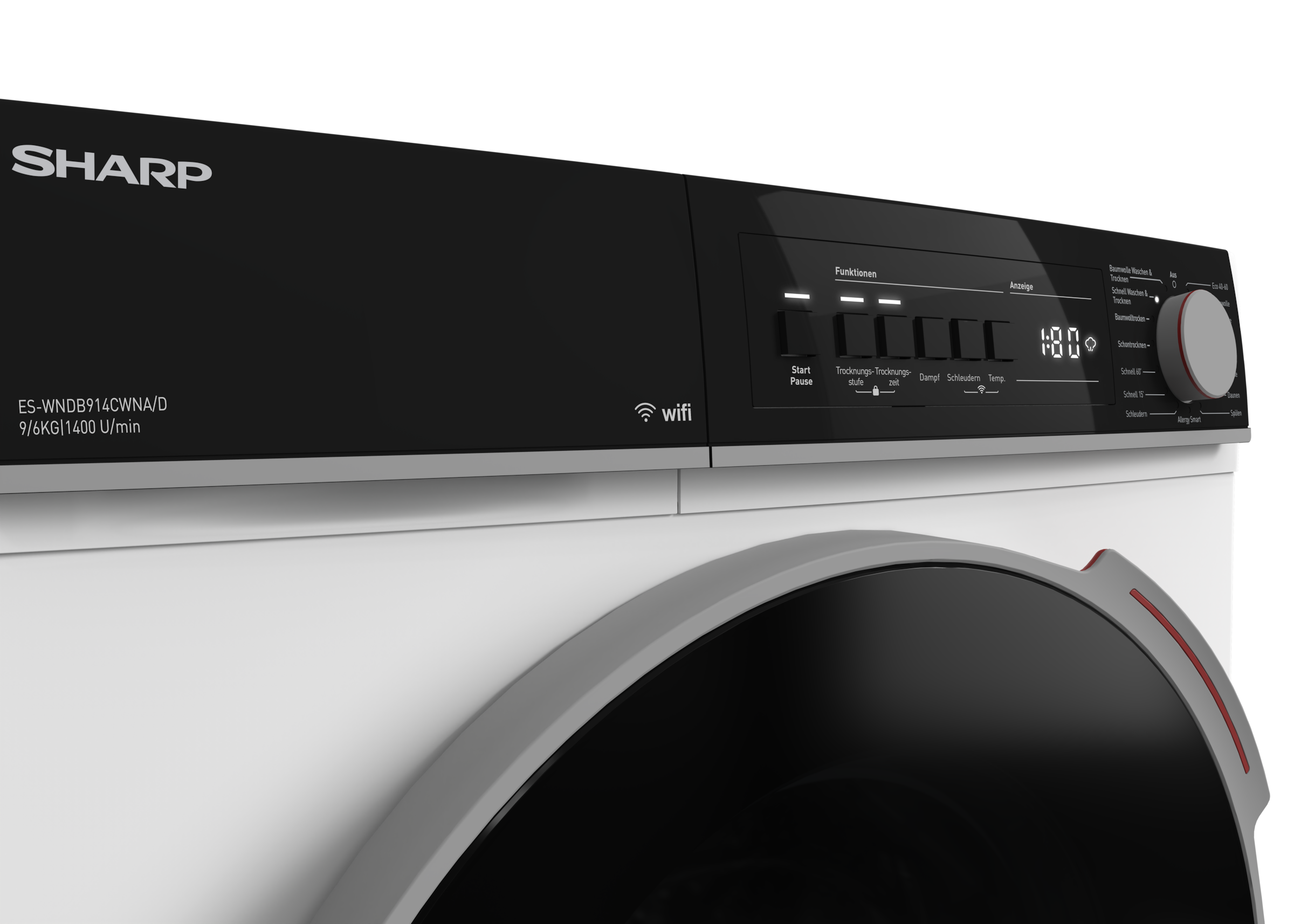 Sharp Waschtrockner »ES-WNDB914CWNA/D-DE« 9 kg /6 kg 74 dB(A) 9kg/6kg / +WIFI / EEK A/D / Dampf / Weiß