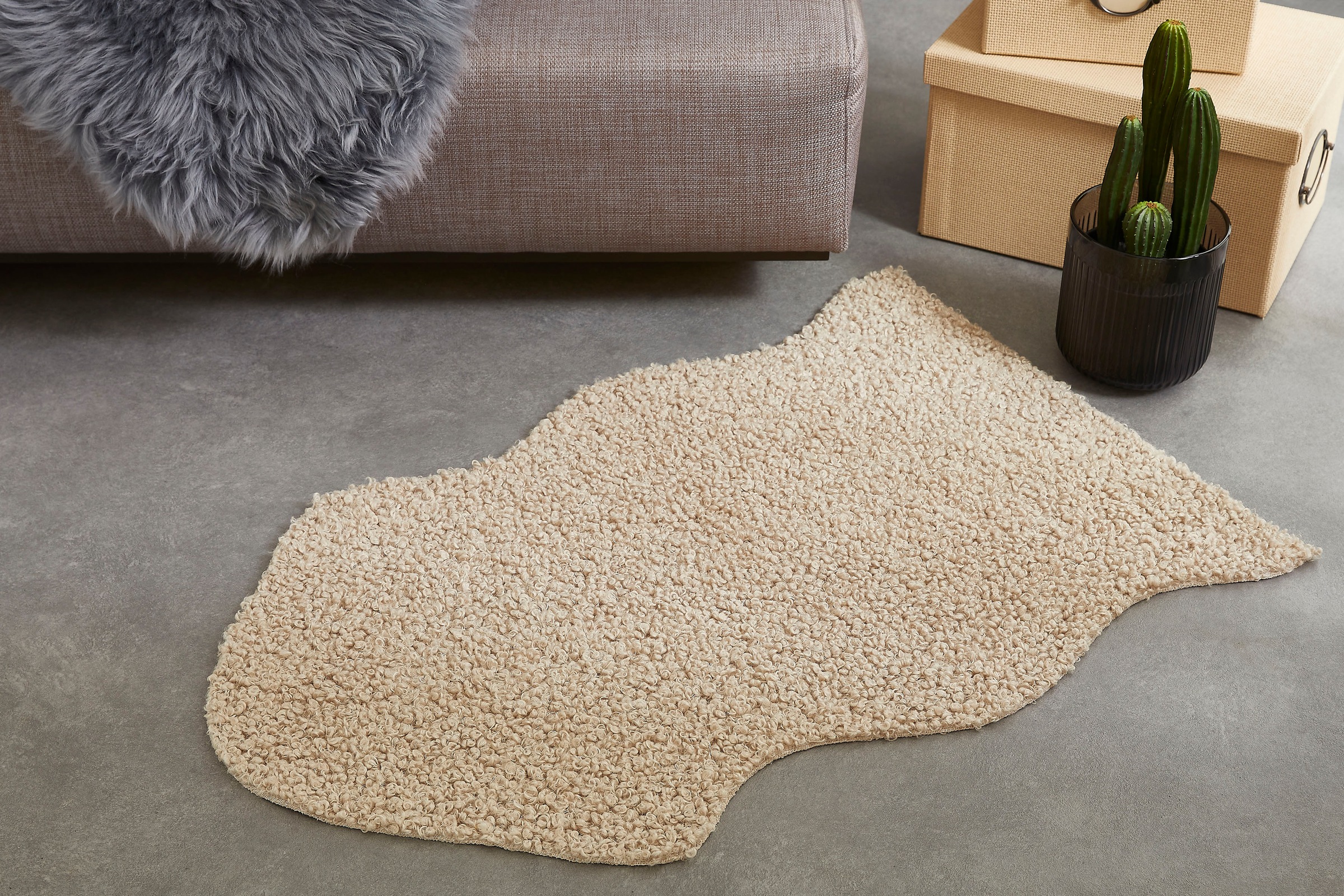 my home Fellteppich »Lapua«, fellförmig, 25 mm Höhe, Uni Farben, weich & fl günstig online kaufen