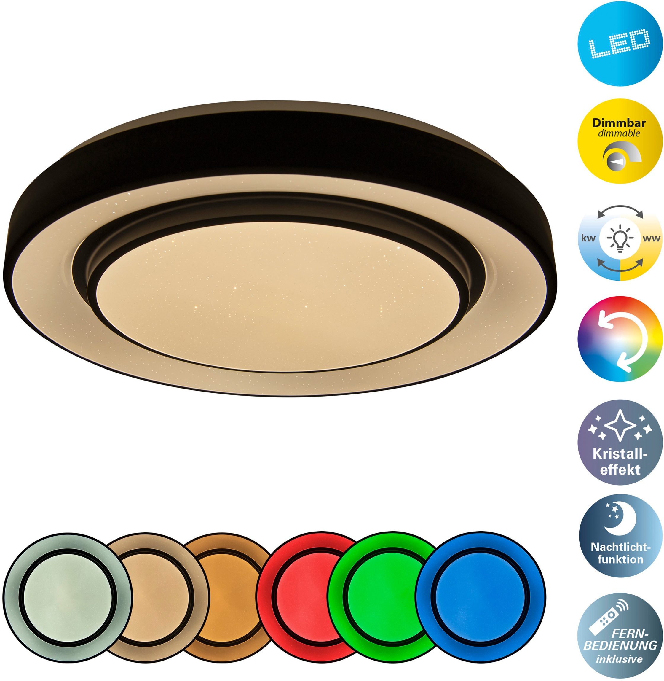 näve LED Deckenleuchte »Monterey«, 1 flammig, dimmbar, CCT, Nachlichtfunkti günstig online kaufen