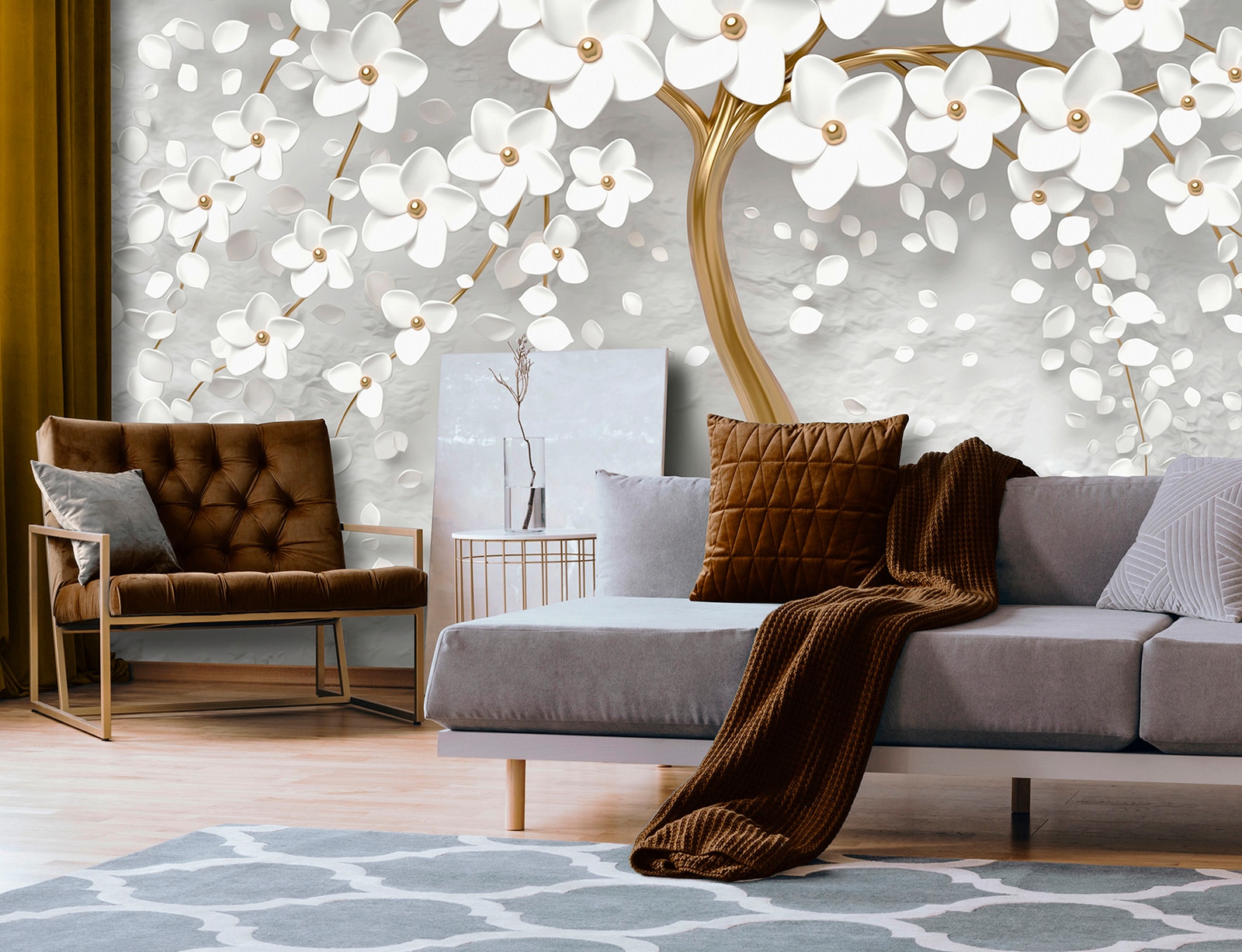 Consalnet Vliestapete »3D botanisch, Blumen«, Wohnzimmer modern, mit auf oder vliestapete, Schlafzimmer abstrakt, bestellen für Rechnung Baum