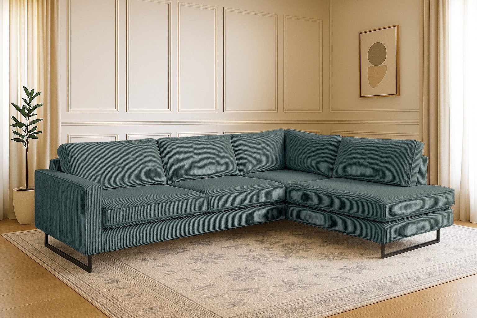 Home affaire Ecksofa »Pinto, 290 cm, Cord, Chenille, Lederoptik, Ottomane l günstig online kaufen