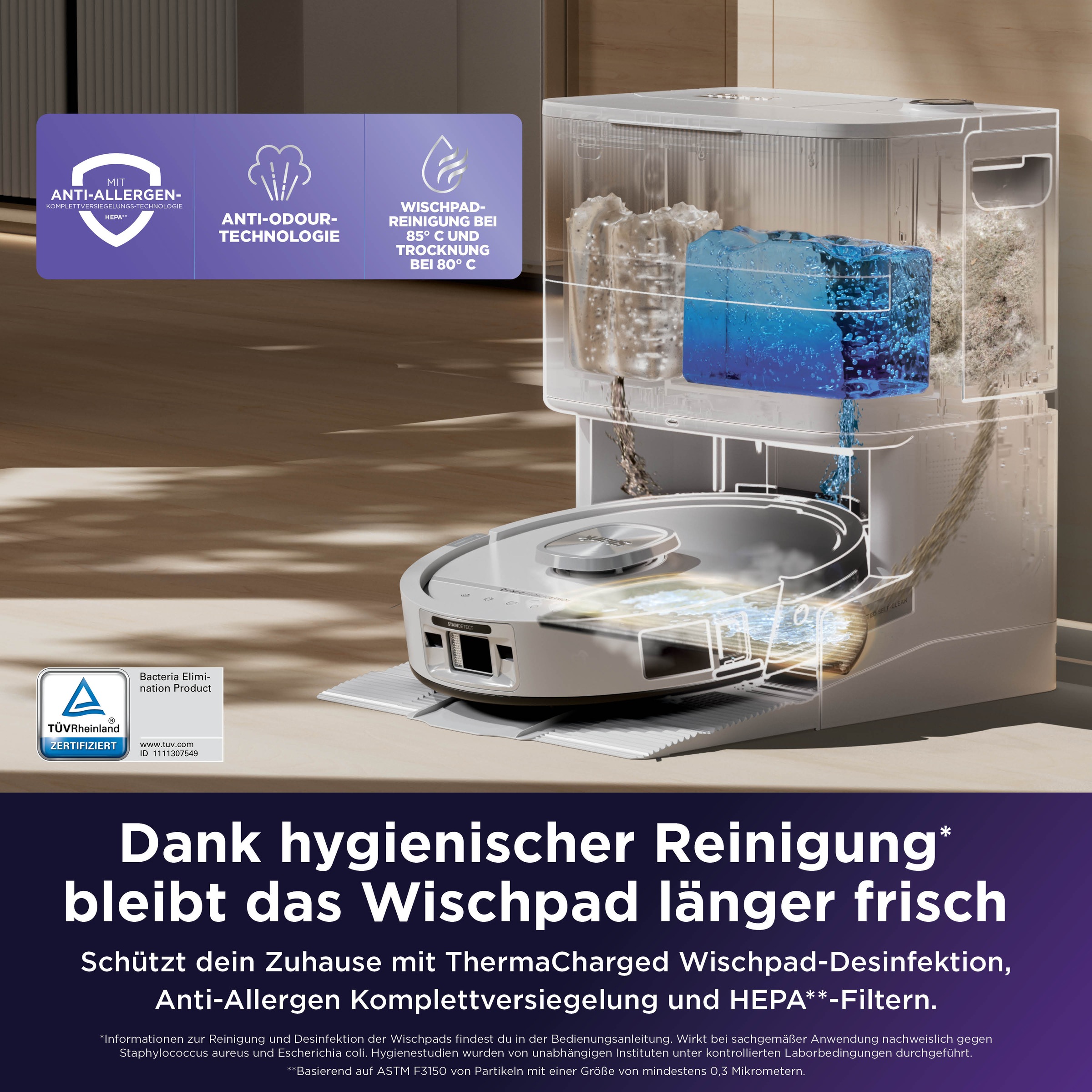 Shark Saugroboter »Shark PowerDetect UV Reveal 2-in-1 Saug- und Wischroboter  Schwarz« UV-Reveal-Technologie, 8 PowerDetect-Technologien