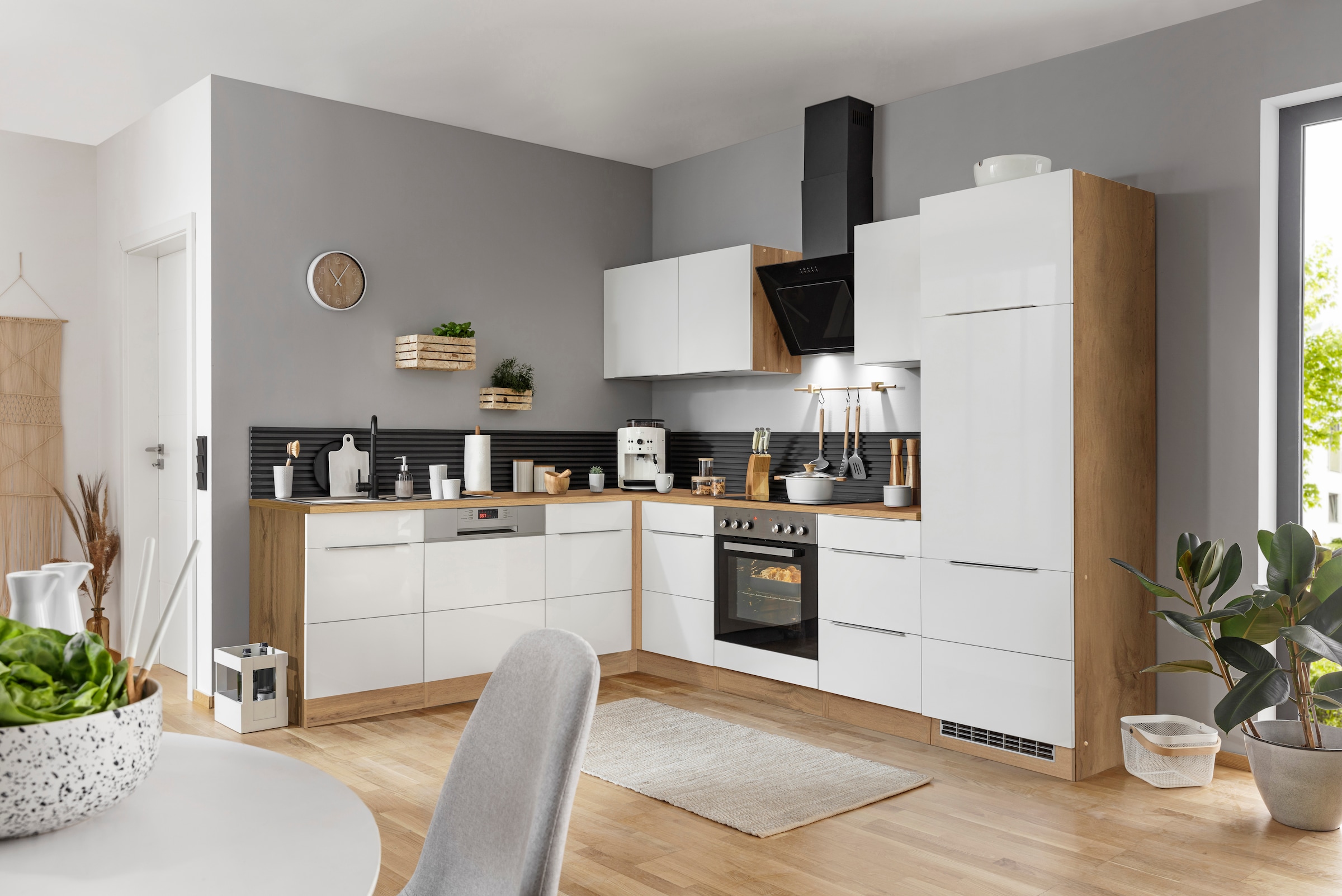 KOCHSTATION Winkelküche »KS-Brindisi«, Stellbreite 220/280 cm, wahlweise mit E-Geräten, mit MDF-Fronten