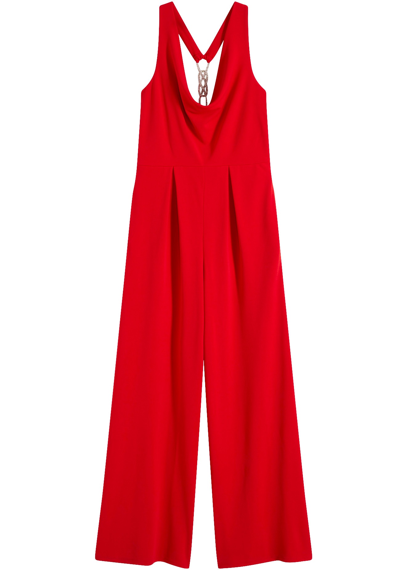 bonprix Jumpsuit schmale Passform, wasserfallkragen, ärmellos, festlicher Stil