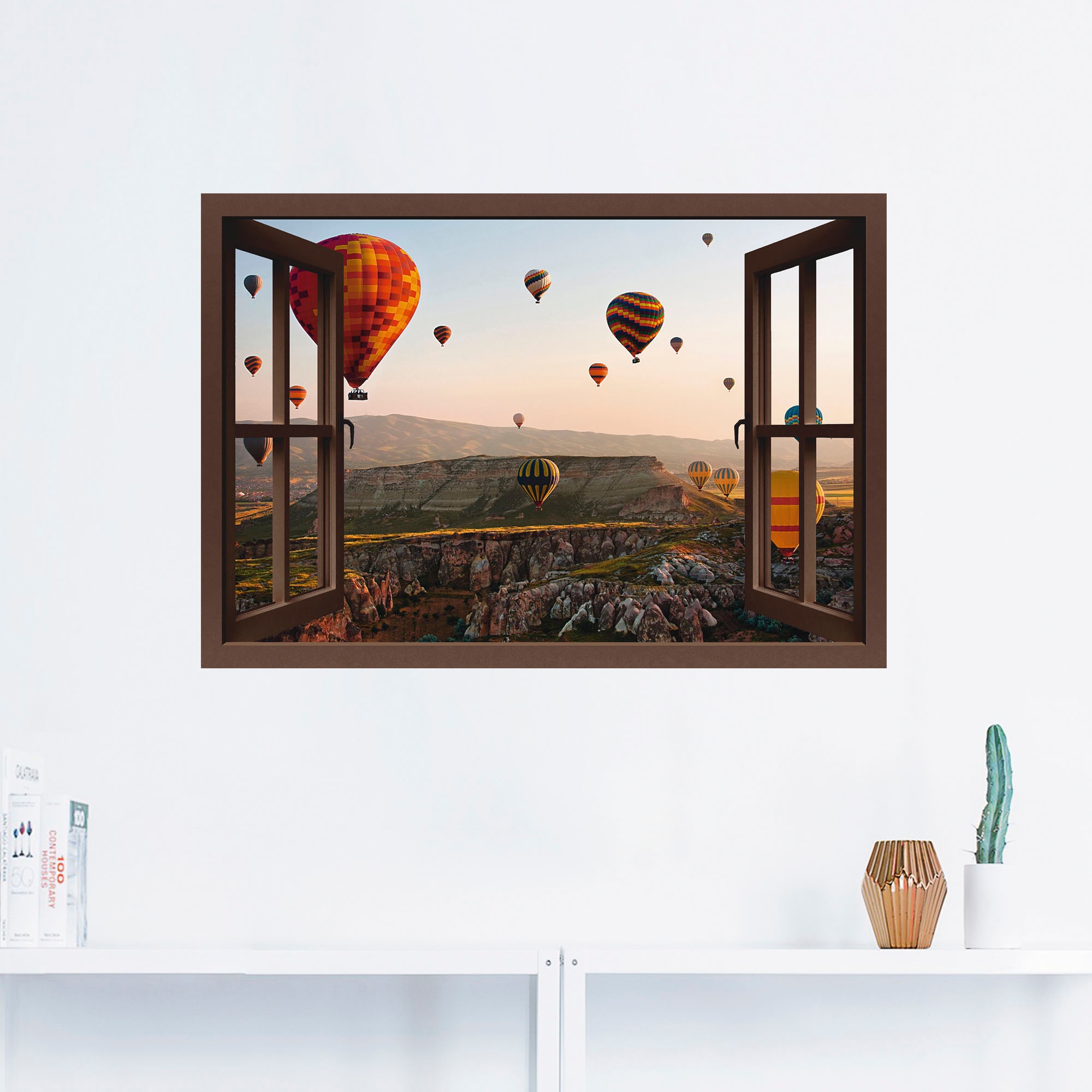 Artland Wandbild »Fensterblick Kappadokien Ballonfahrt«, Ballonfahren, (1 S günstig online kaufen