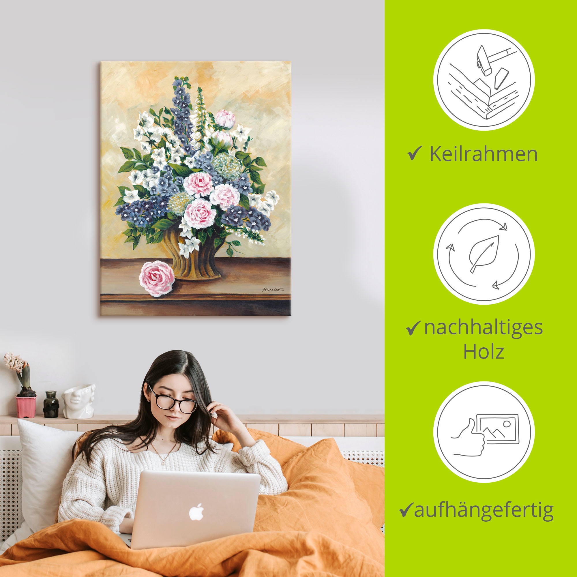 Artland Leinwandbild »Blumenbouqet« Blumen 1 Stk. tlg. auf Holzrahmen gespannt