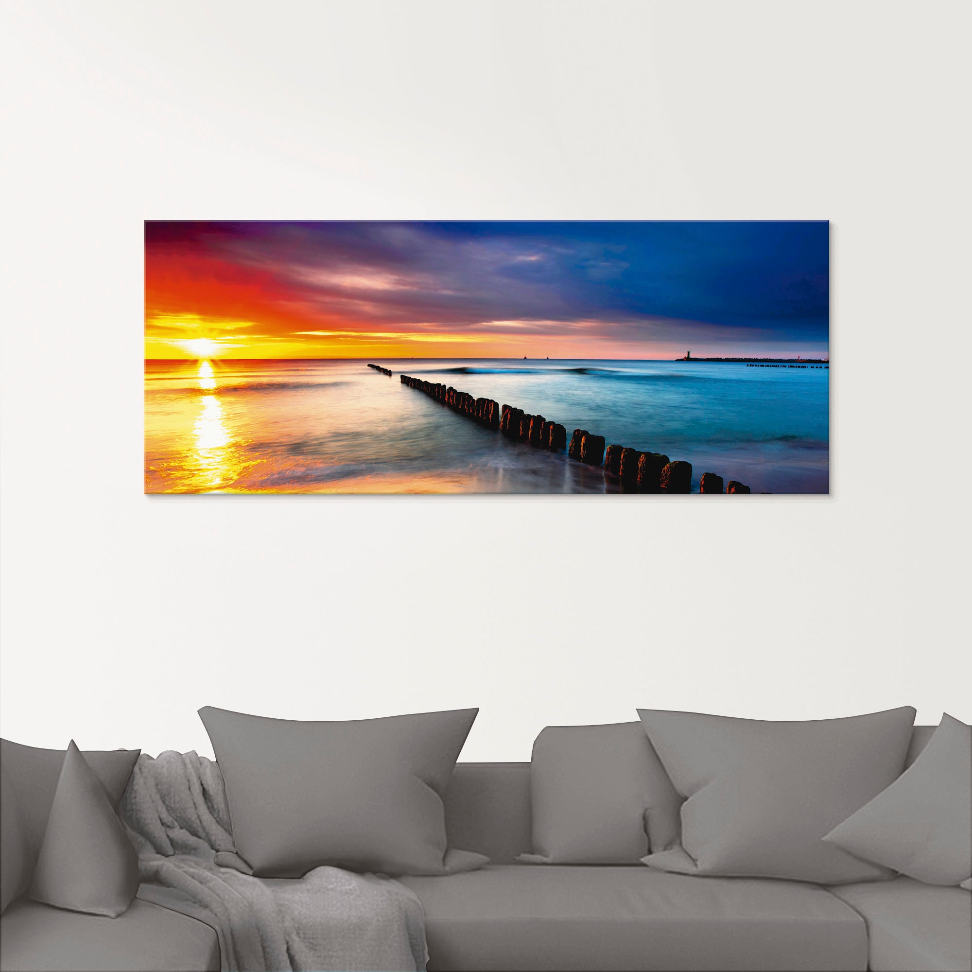 Artland Glasbild »Ostsee mit schönem Sonnenaufgang«, Strand, (1 St.), in verschiedenen Größen