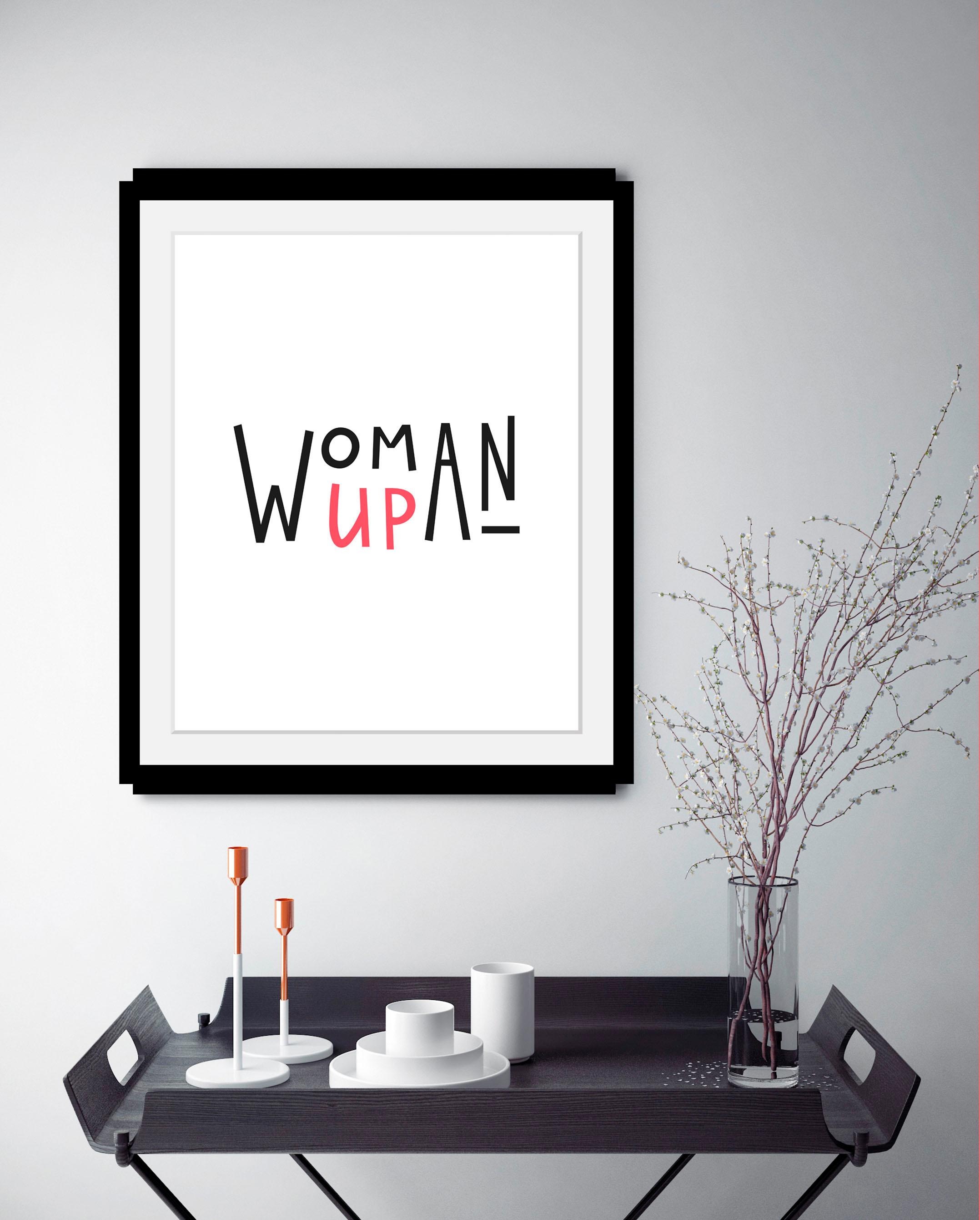 queence Bild »Woman«, Schwarz-Weiß-Schriftzug-Motivationsbilder-Fashion-Fra günstig online kaufen