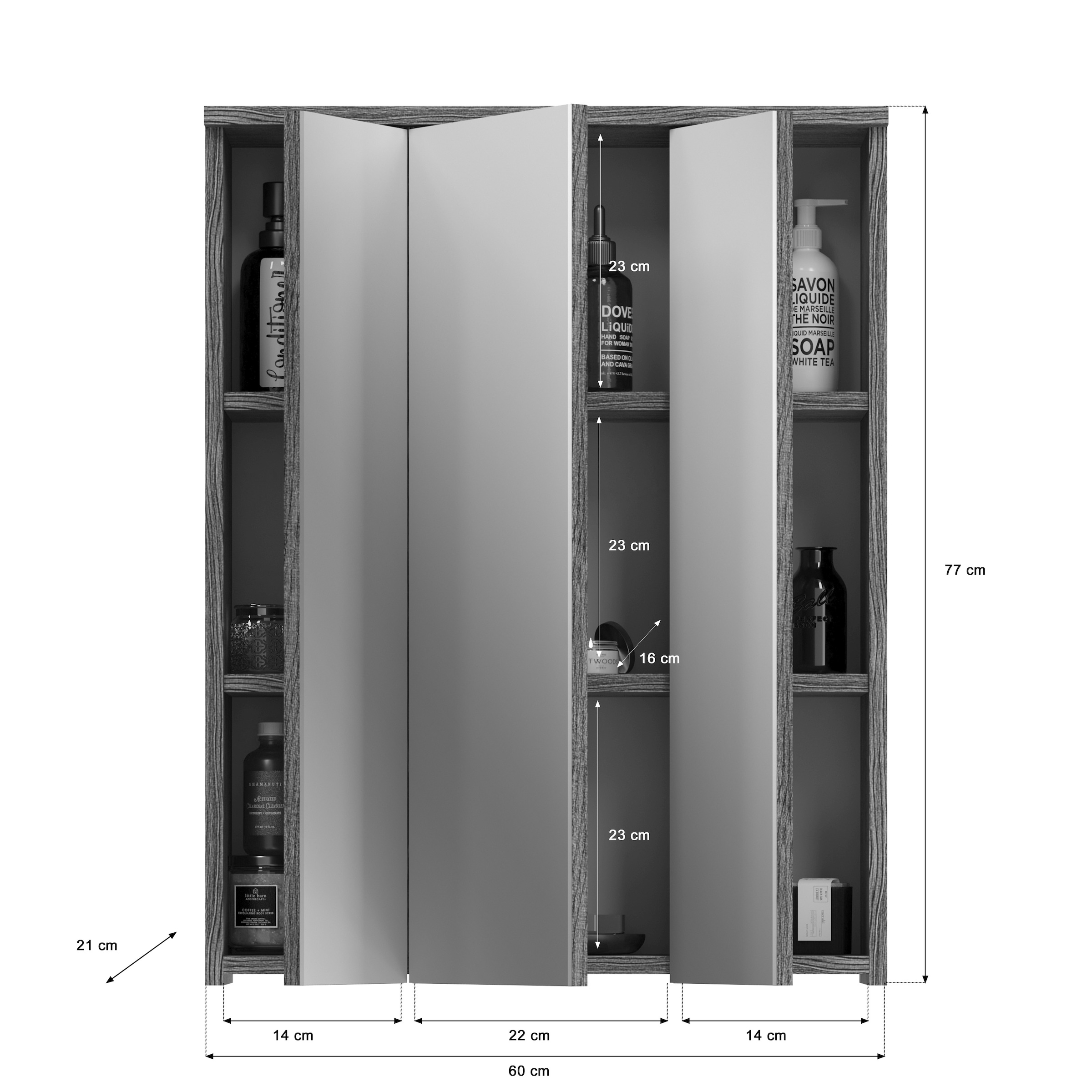 welltime Badmöbel-Set »LUCCA, 3-teilig, TOPSELLER!, hochwertige MDF Front«, (Set, 3 St., best. aus: Waschbeckenunterschrank, Spiegelschrank, Hochschrank), Badkombination, Bad-Möbel, Badezimmer, Kombination, Kombi