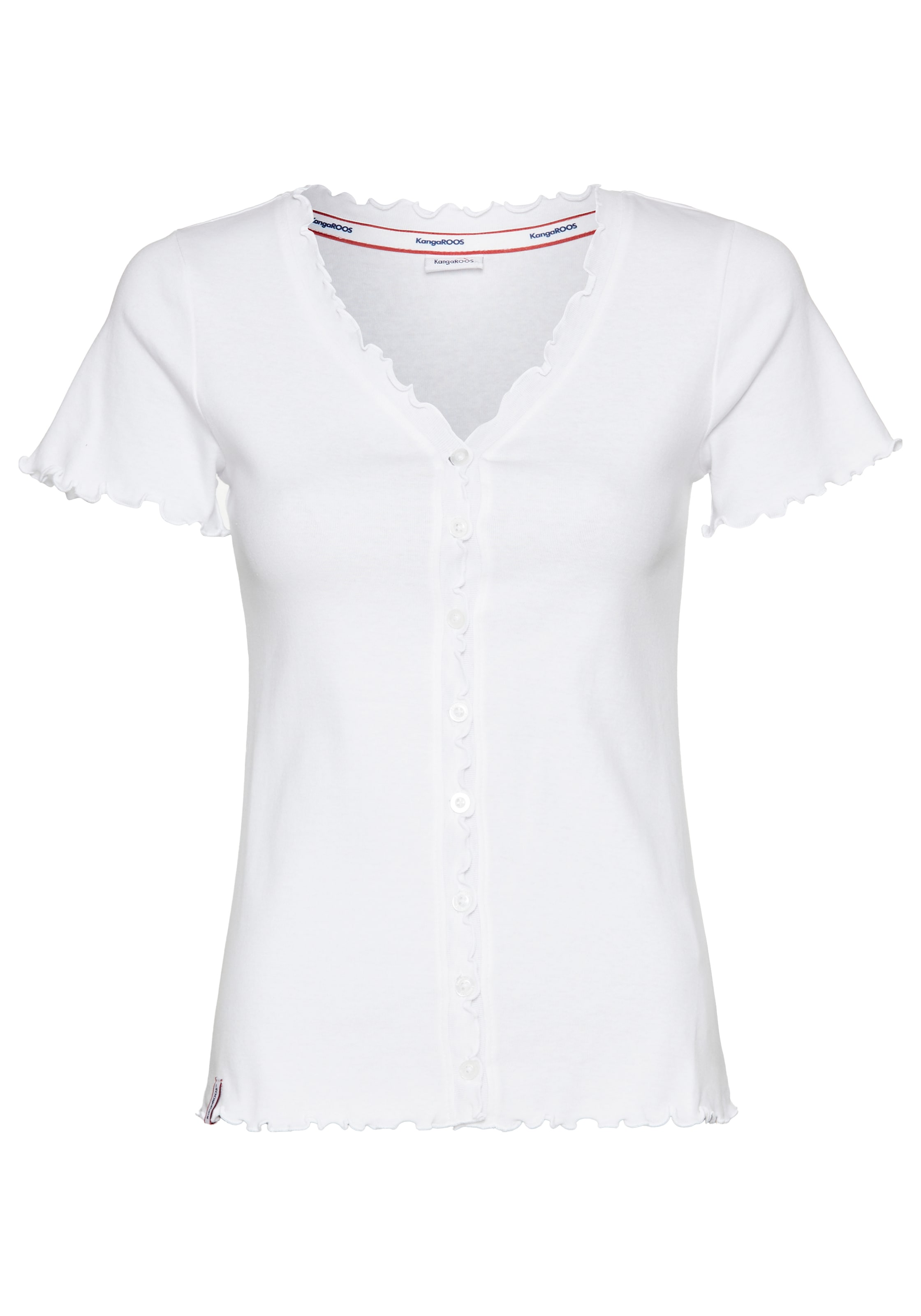 KangaROOS T-Shirt, mit Knopfleiste und verspieltem Rollsaum