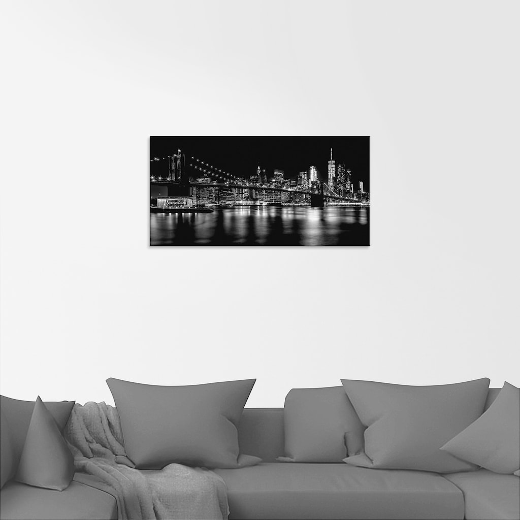 Artland Glasbild »Manhattan Skyline & Brroklyn Bridge«, Amerika, (1 St.)
