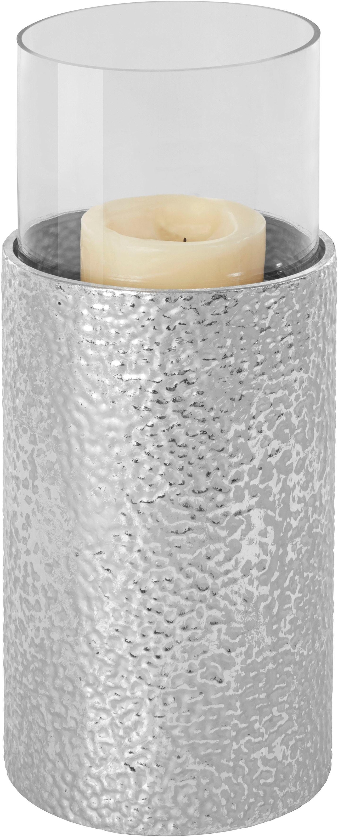 Home affaire Windlicht, (1 St.), Bodenwindlicht, aus Metall, mit Glaseinsatz, ideal für Stumpenkerzen