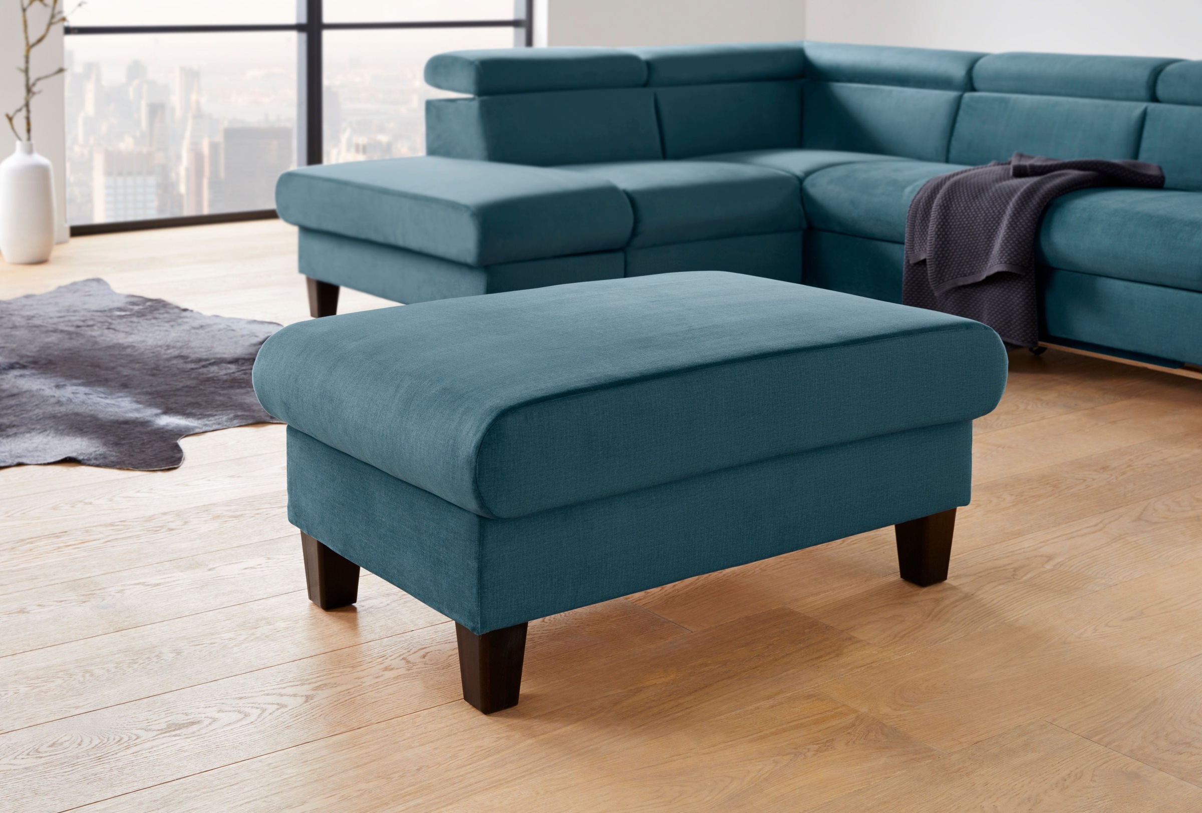 COTTA Polstergarnitur »Morven L-Form«, (Set), Set bestehend aus: Ecksofa mit Kopfteilverstellung & Hocker