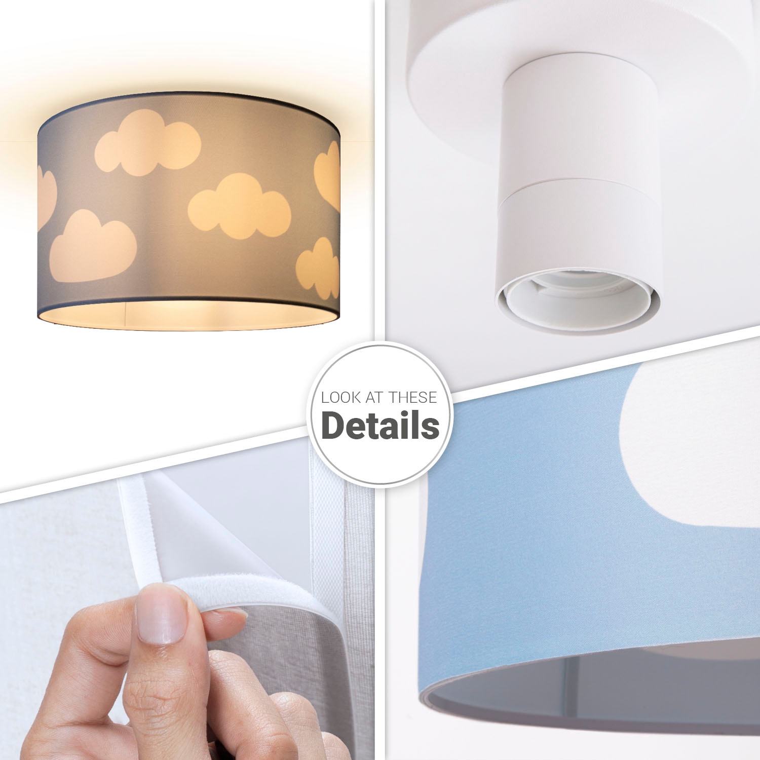 Paco Home Deckenleuchte »Hugo Cosmo«, Leuchtmittel E27 | ohne Leuchtmittel, Deckenleuchte Kinderzimmer Kinder Lampe Wolke Stoffschirm Rund E27