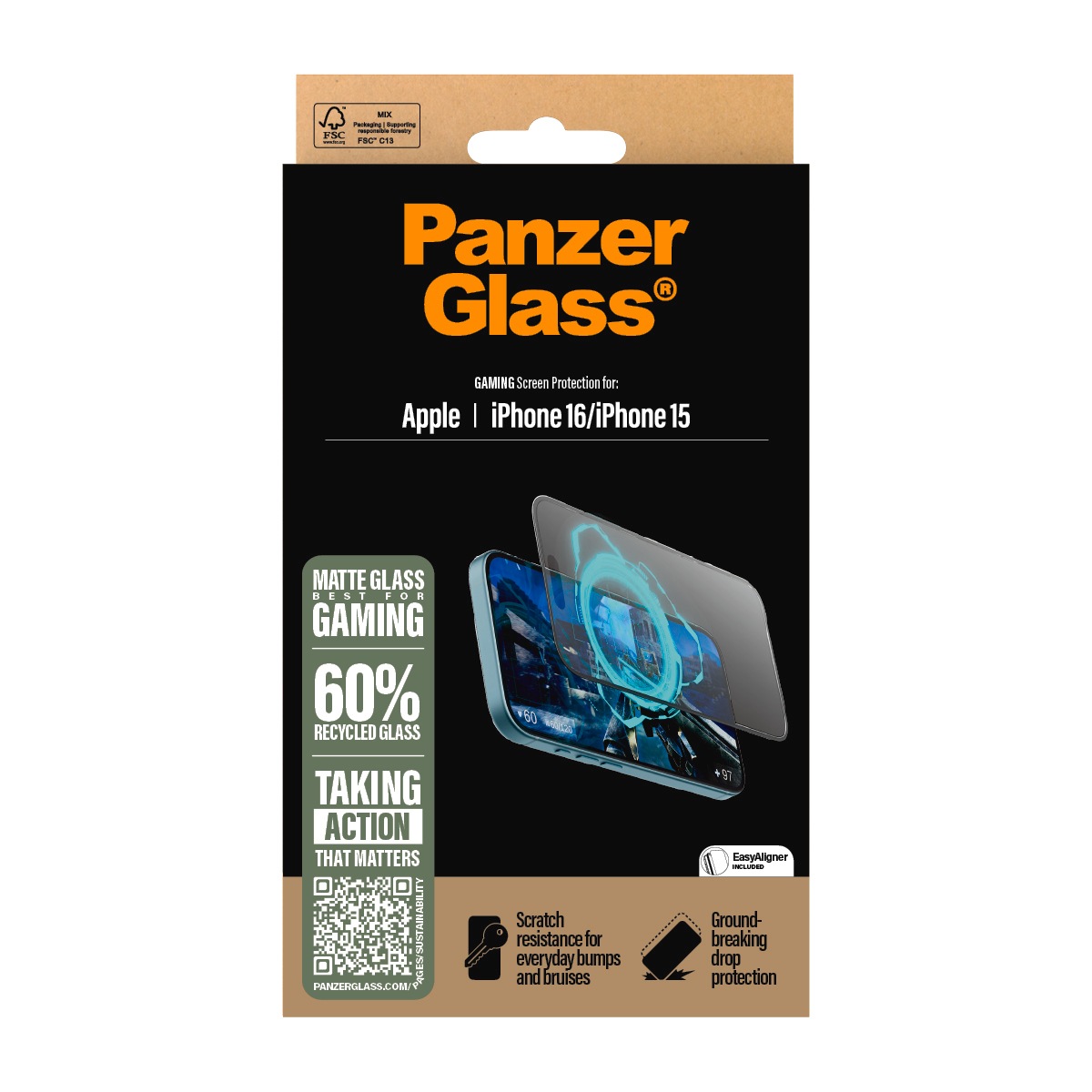 PanzerGlass Displayschutzglas »Gaming Screen Protection« für Apple iPhone 16;Apple iPhone 15 Displayschutzfolie, Schutzfolie, Bildschirmschutz, kratz- & stoßfest