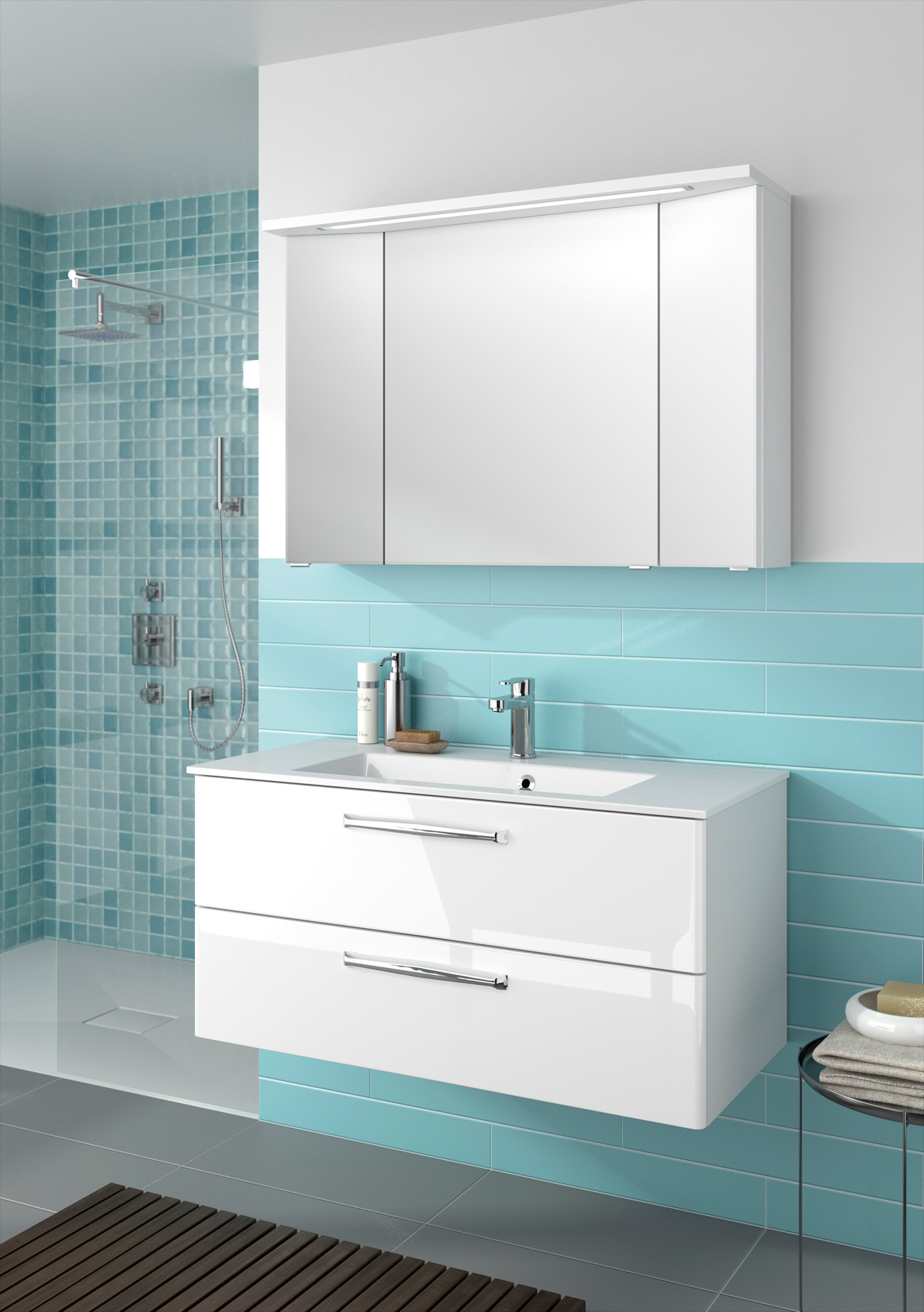 Saphir Badmöbel-Set »Trentino 2-teilig Mineralmarmor-Waschtisch mit LED-Spi günstig online kaufen