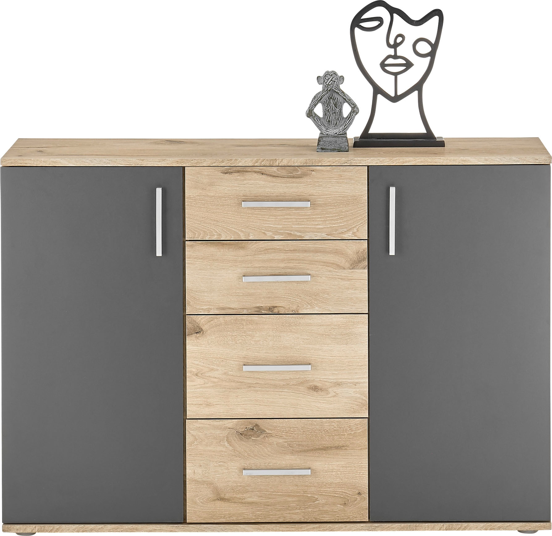 HBZ Kommode »BC-Drift-2, Sideboard Stellmaß 120x84x35 cm«, (1 St.), Sideboard mit 2 Türen, 4 Schubkästen, 2 Einlegeböden