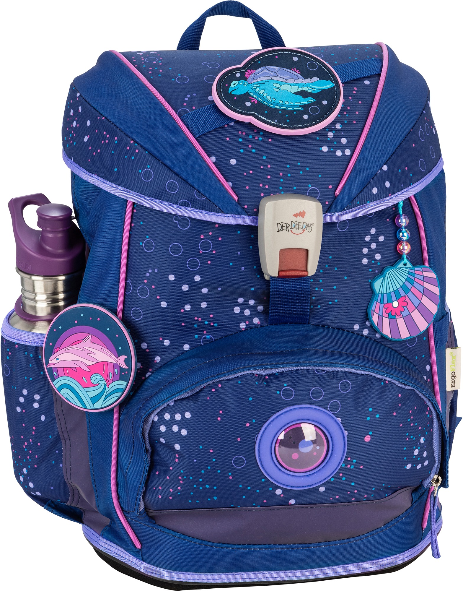 DerDieDas® Schulrucksack »ErgoFlex, Deep Ocean«, Reflektoren