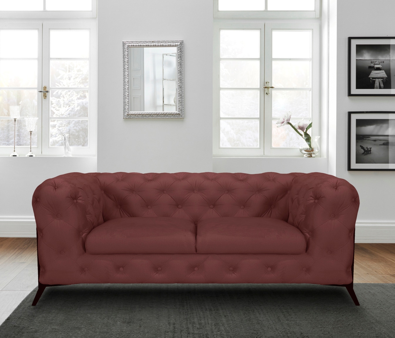Leonique Chesterfield-Sofa »Amaury«, aufwändige Knopfheftung, moderne Chesterfield Optik, Fußfarbe wählbar