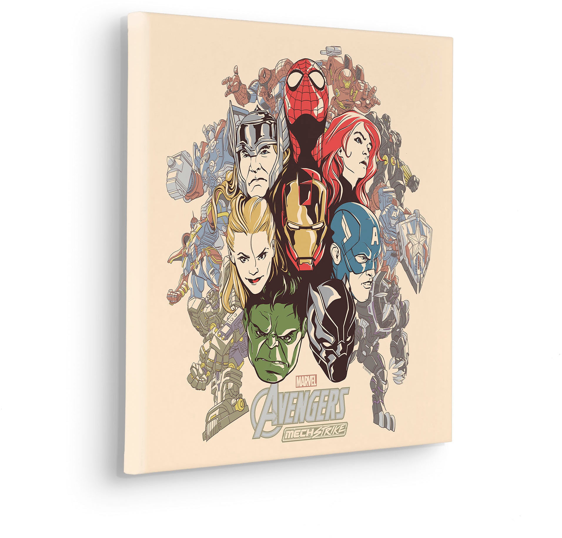 Komar Leinwandbild »Avengers Strike Back - Größe 40 x 40 cm«, Disney, (1 St., 40 x 40 cm (Breite x Höhe), Keilrahmenbild mit Echtholzrahmen, Kinderzimmer
