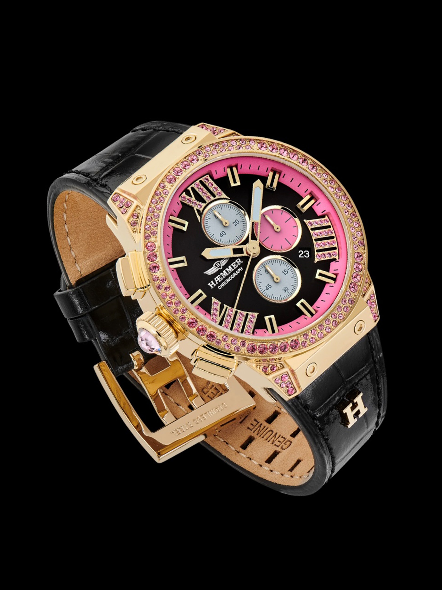 HAEMMER GERMANY Chronograph »EMINENT« Quarzuhr, Armbanduhr, Damenuhr, analog, Tag, Stoppfunktion