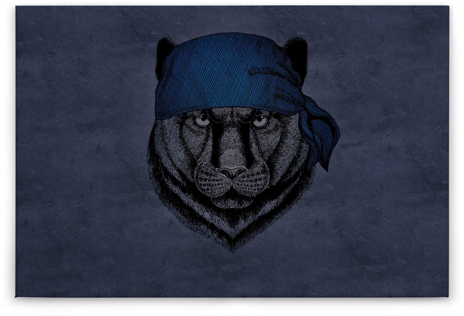 Bricoflor Leinwand Bild Panther Gezeichnet Blaues Wandbild Mit Tier Motiv F günstig online kaufen