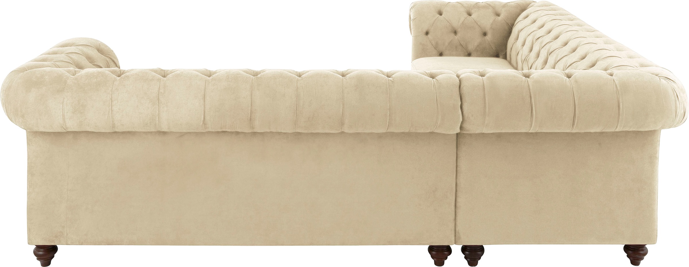 Home affaire Chesterfield-Sofa »Duc Ecksofa L-Form«, hochwertige Knopfheftung im Rücken, Samtoptik mit changierender Optik