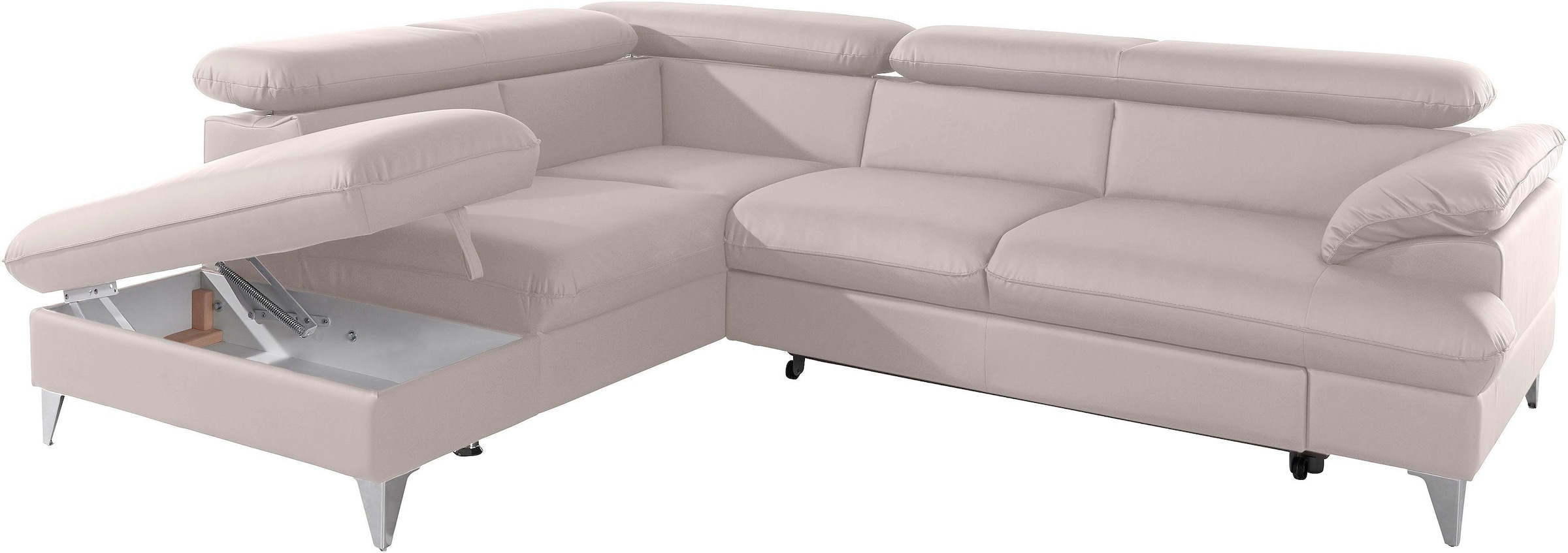 COTTA Polstergarnitur »Caluso L-Form«, Set bestehend aus: Ecksofa mit Kopfteilverstellung & Hocker