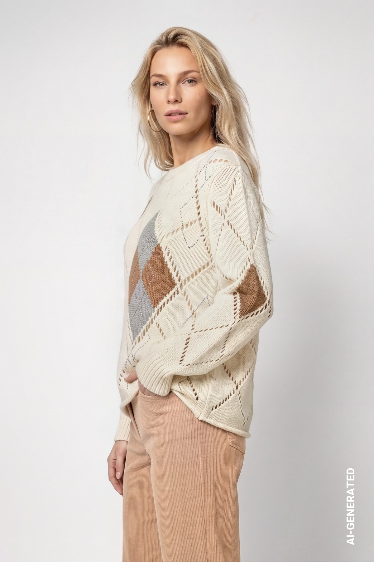 Monari Strickpullover »Pullover Rauten Ajour« Regular fit mit Rautenmuster