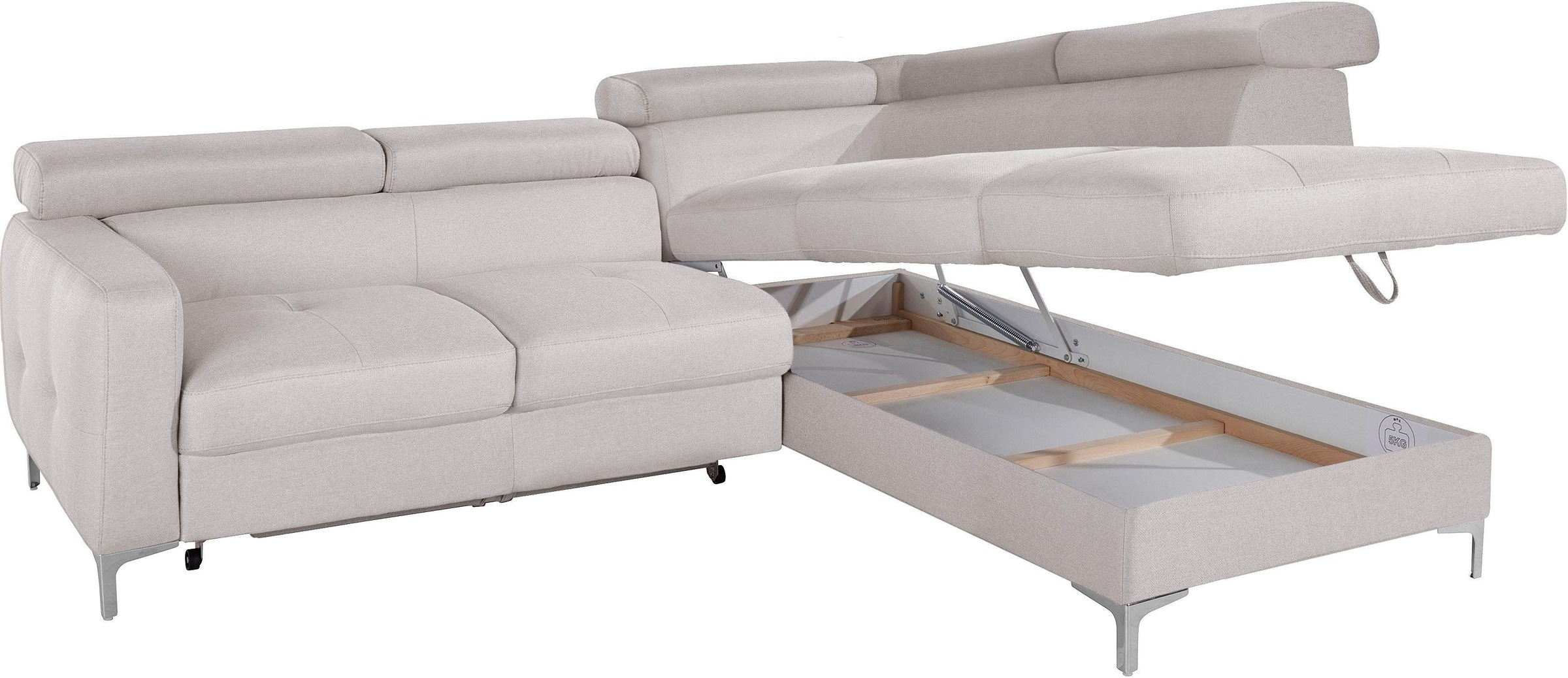 COTTA Polstergarnitur »Sammy L-Form«, (Set), Set bestehend aus: Ecksofa mit Kopfteilverstellung & Hocker