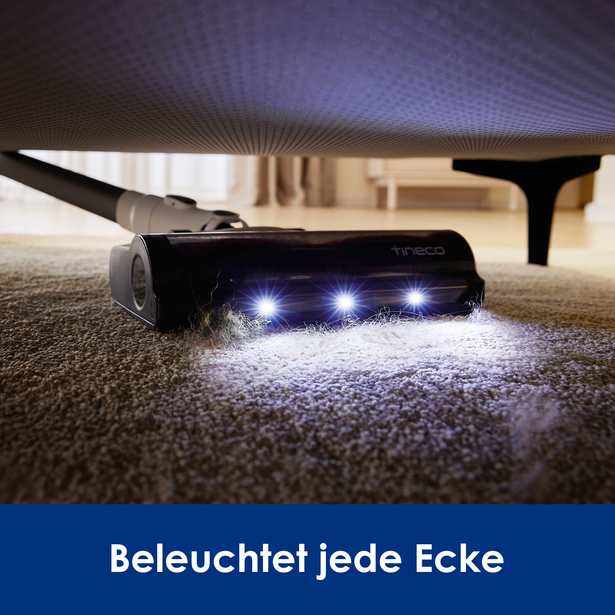 Tineco Akku-Stielstaubsauger »A30S Plus, 160Watt Saugleistung, 1L Staubbehälter, Schmutzerkennung« Anti Haar-Verhedderung, 60 Minuten Akku Laufzeit, Akku wechselbar