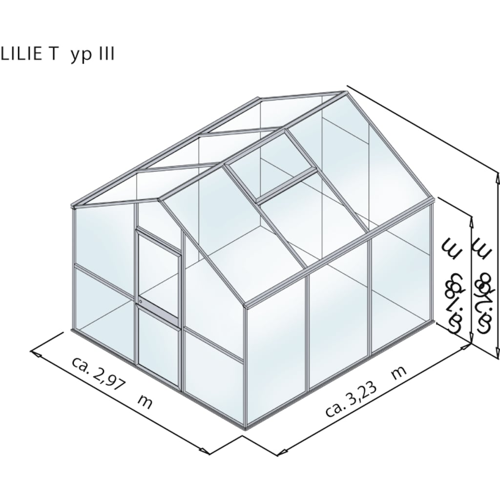KGT Gewächshaus »Lilie III«, (mit Regenrinne)