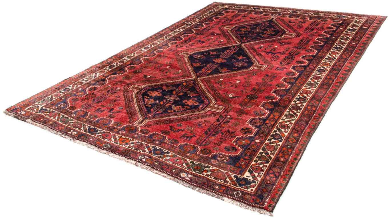 Wollteppich „Shiraz Medaillon Rosso 287 x 201 cm“, rechteckig, Unikat mit Zertifikat Rot 10 mm B/L: 201 cm x 287 cm – 10 mm