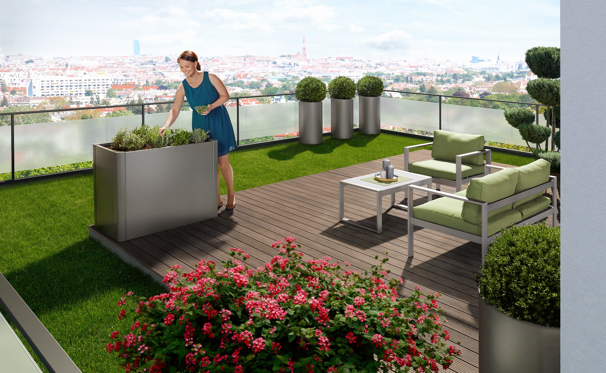 Biohort Hochbeet »BELVEDERE maxi 1x0,5; verschiedene Farben«, 102x53x77 cm, extrem langlebig, aus Metall