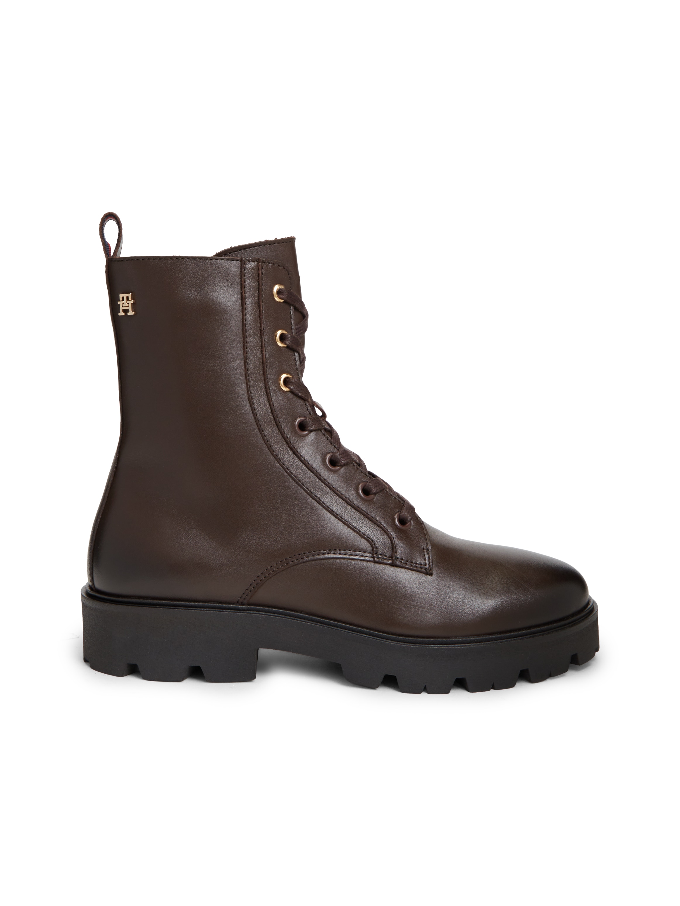 Tommy Hilfiger Schnürstiefelette »TH STUD LEATHER LACE-UP BOOT«  Blockabsatz, Schnürboots mit zusätzlichem Innenreißverschluss