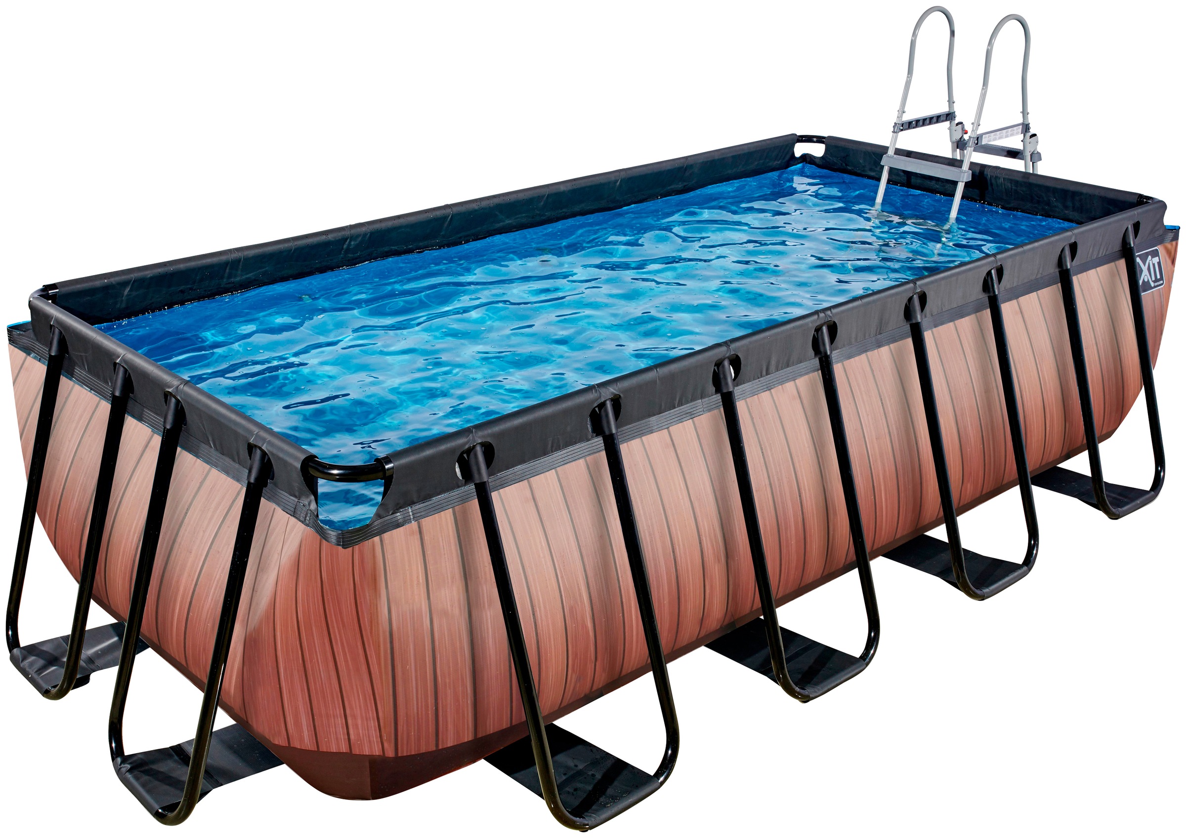 EXIT Framepool BxLxH: 200x400x100 cm, mit Sandfilterpumpe und Sicherheitsleiter braun Ø/B/H/L: Breite 200 cm x Höhe 100 cm x Länge 400 cm