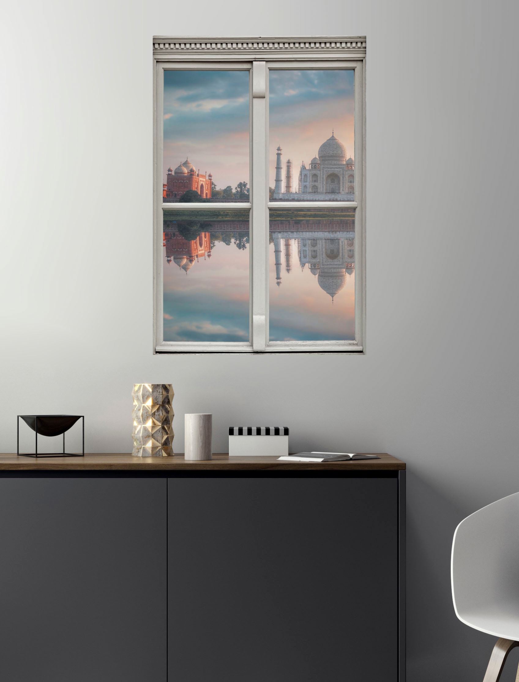 queence Wandsticker »Taj Mahal«, Wandsticker, Wandbild, selbstklebend, 3D, Fenster