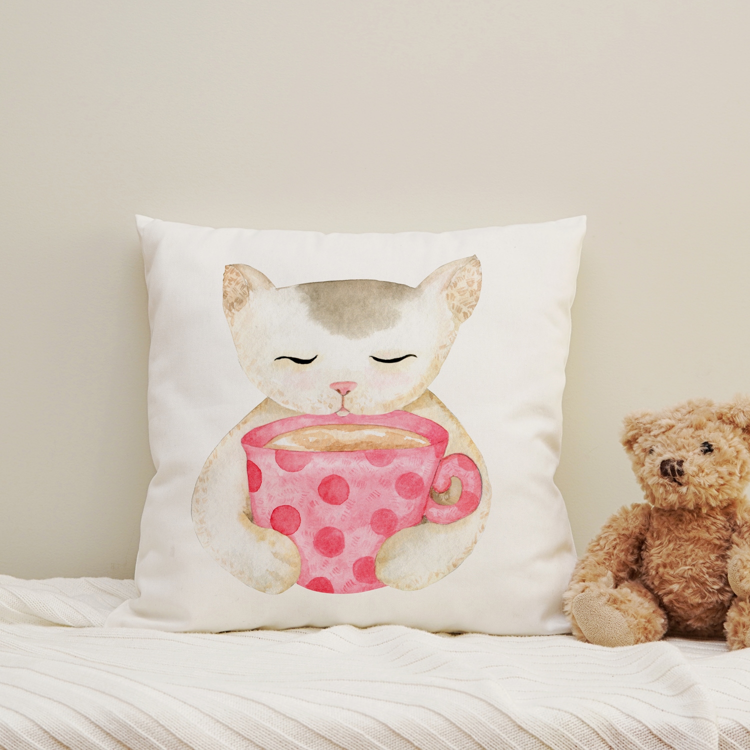 queence Dekokissen »Katze mit Kakao«, Kissenhülle mit HD Premium Druck, ger günstig online kaufen