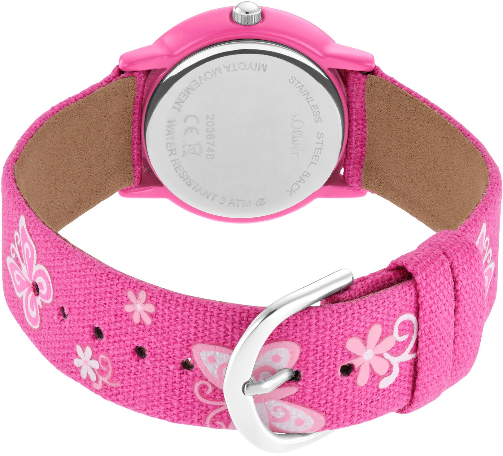 s.Oliver Quarzuhr, Armbanduhr, Kinderuhr, Mädchen, Schmetterlinge, Blumen, Geschenkidee