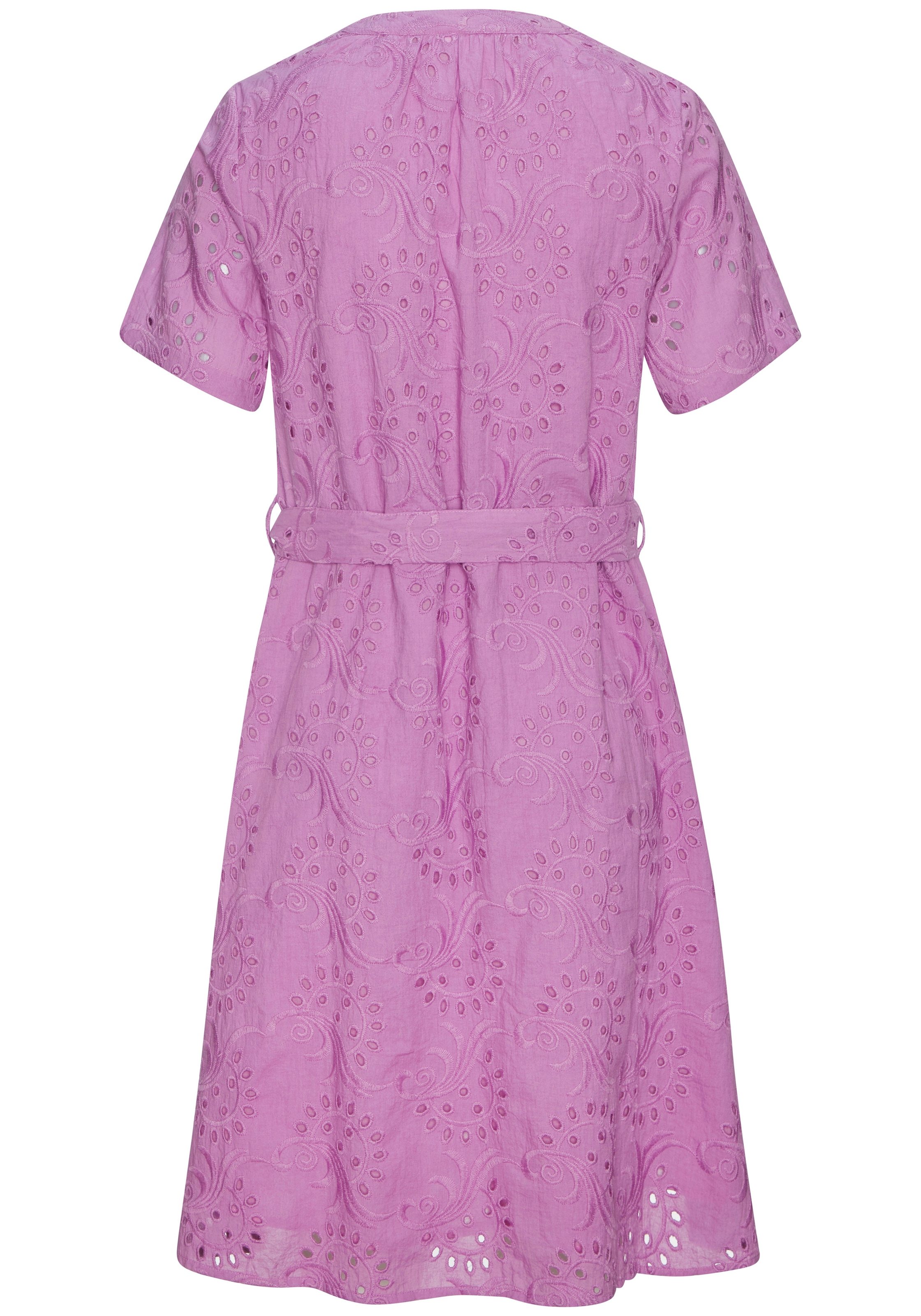 LASCANA Blusenkleid mit Bindegürtel,  und Lochstickerei, Spitzenkleid