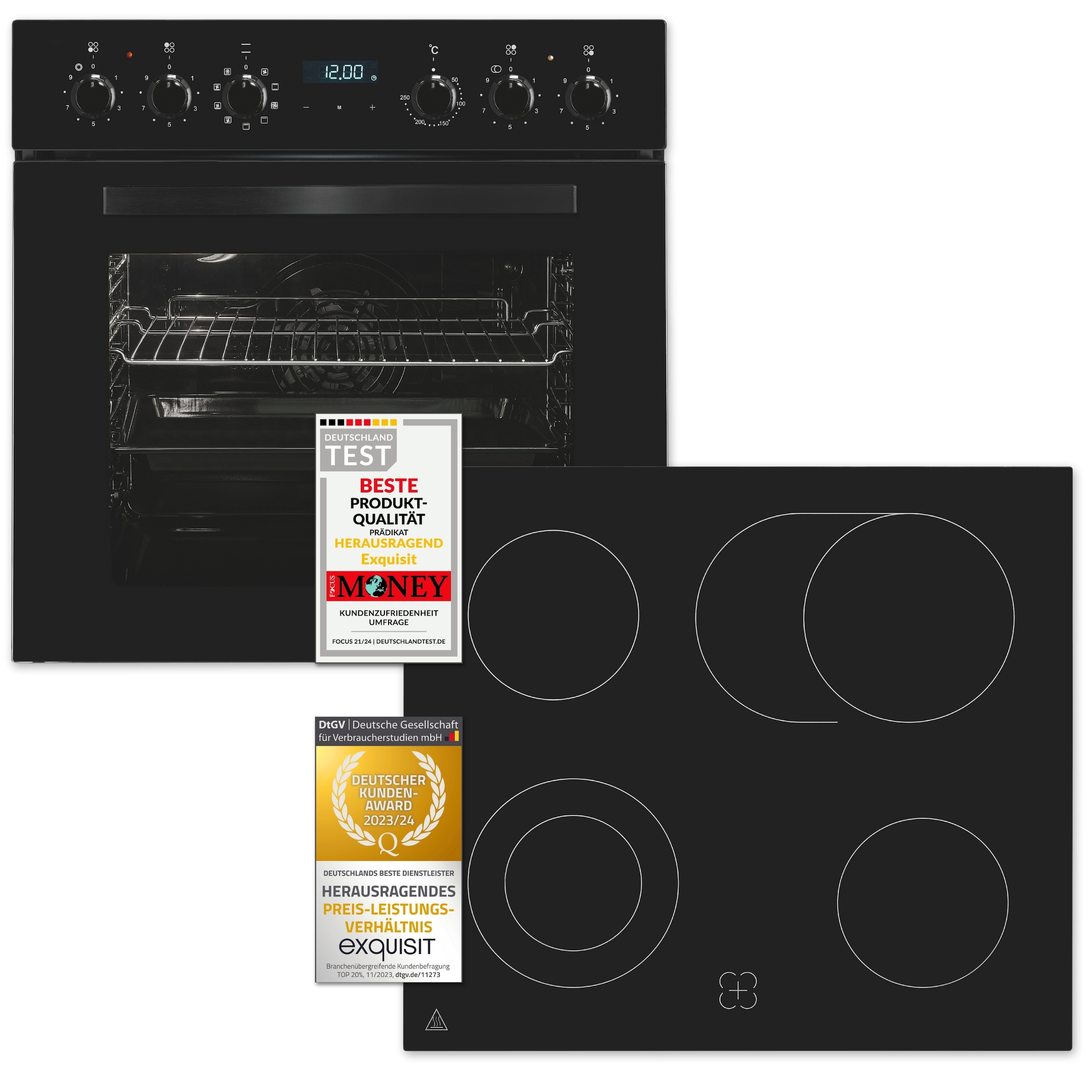 exquisit Elektro-Herd-Set »EHE285-HBZ-020« mit Teleskopauszug nachrüstbar P günstig online kaufen