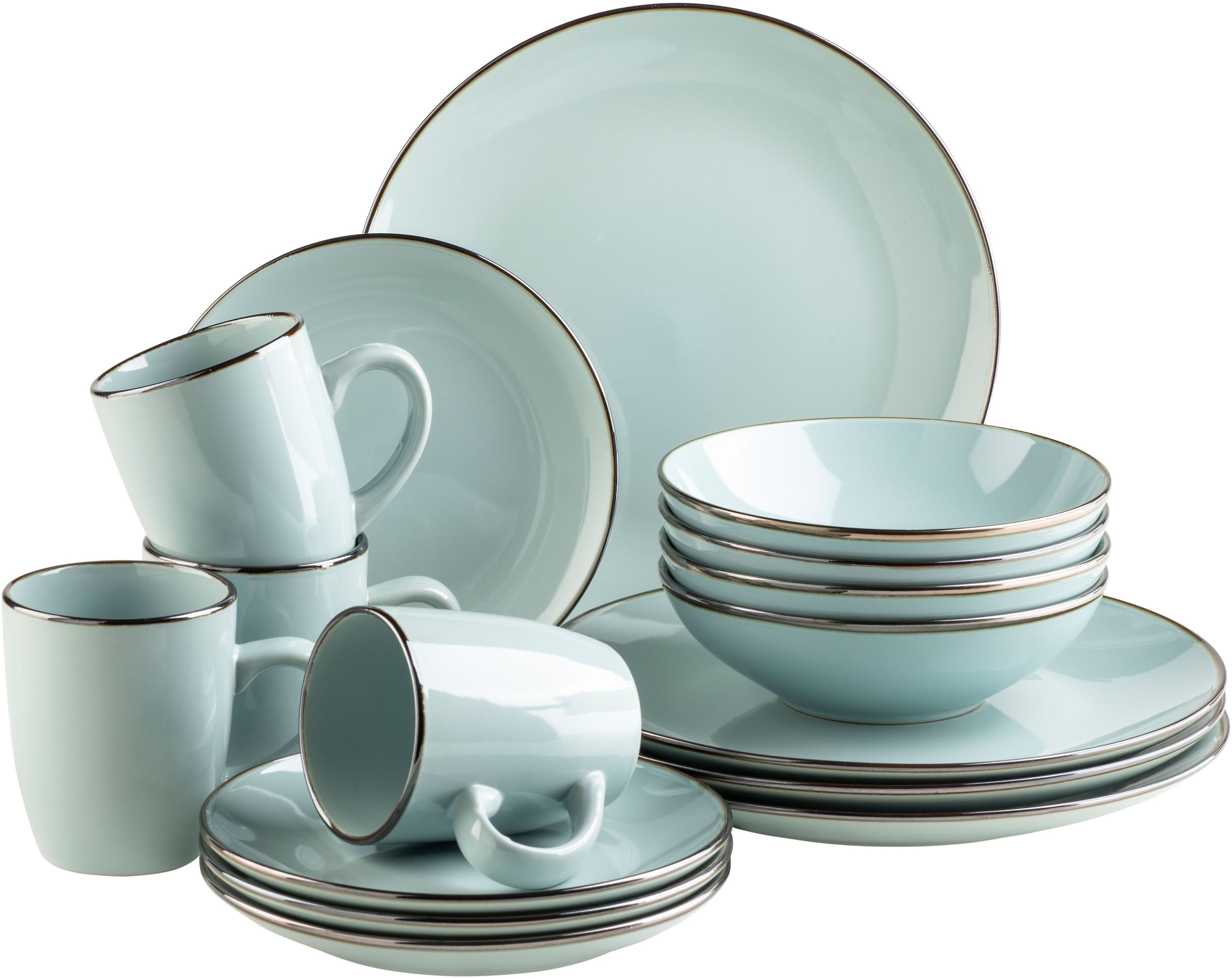 MÄSER Kombiservice »METALLIC RIM, Geschirr-Set, Steinzeug« günstig online kaufen