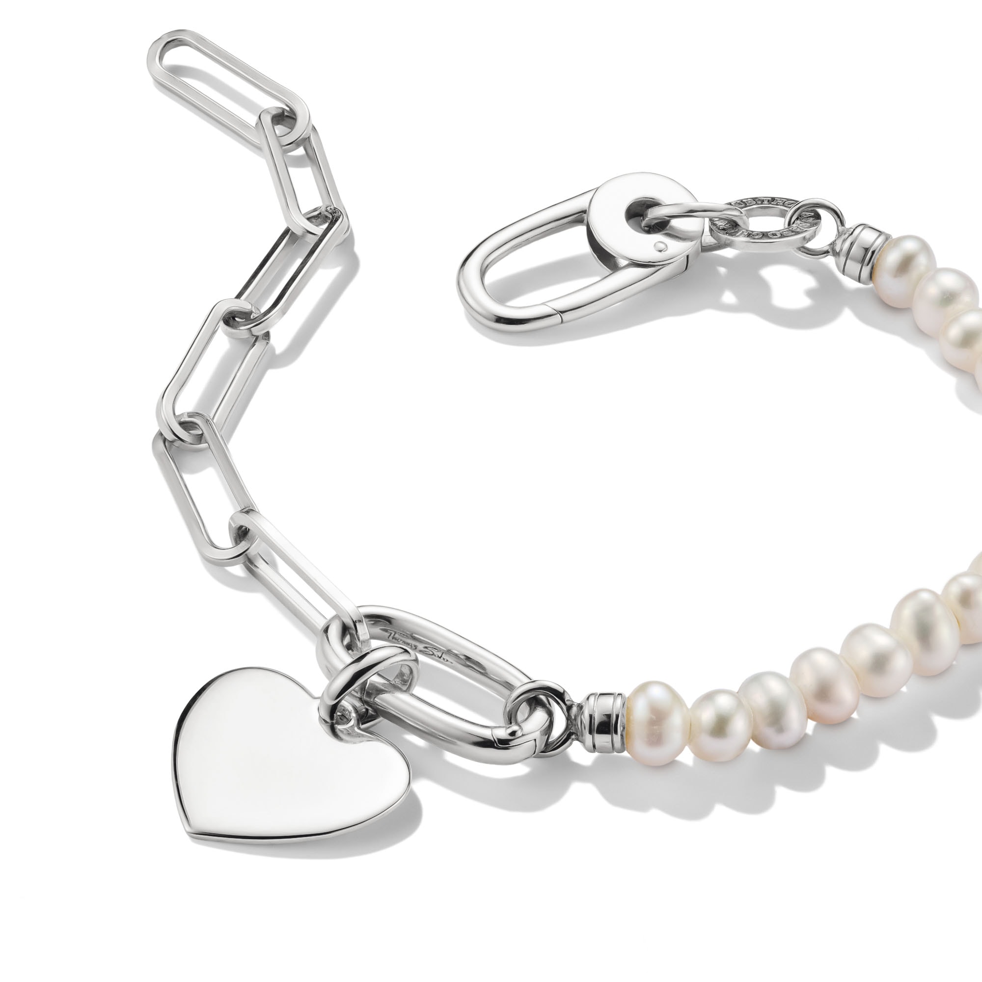 THOMAS SABO Charm-Armband »Charm Club Connect: Perlen und Paperclip mit einem Connect Link«, mit Süßwasserzuchtperle